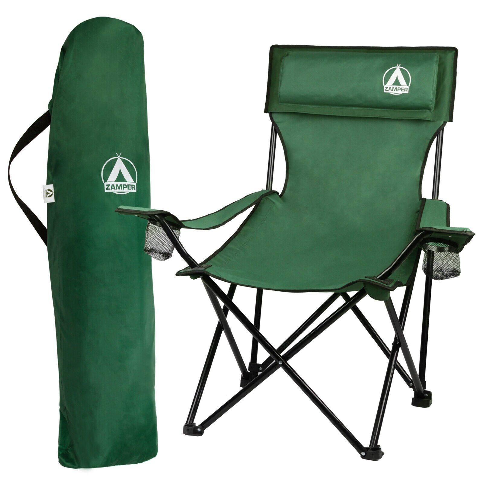Campingstuhl Faltbar – Angelstuhl 150kg & Faltstuhl Getränkehalter Kopfkissen