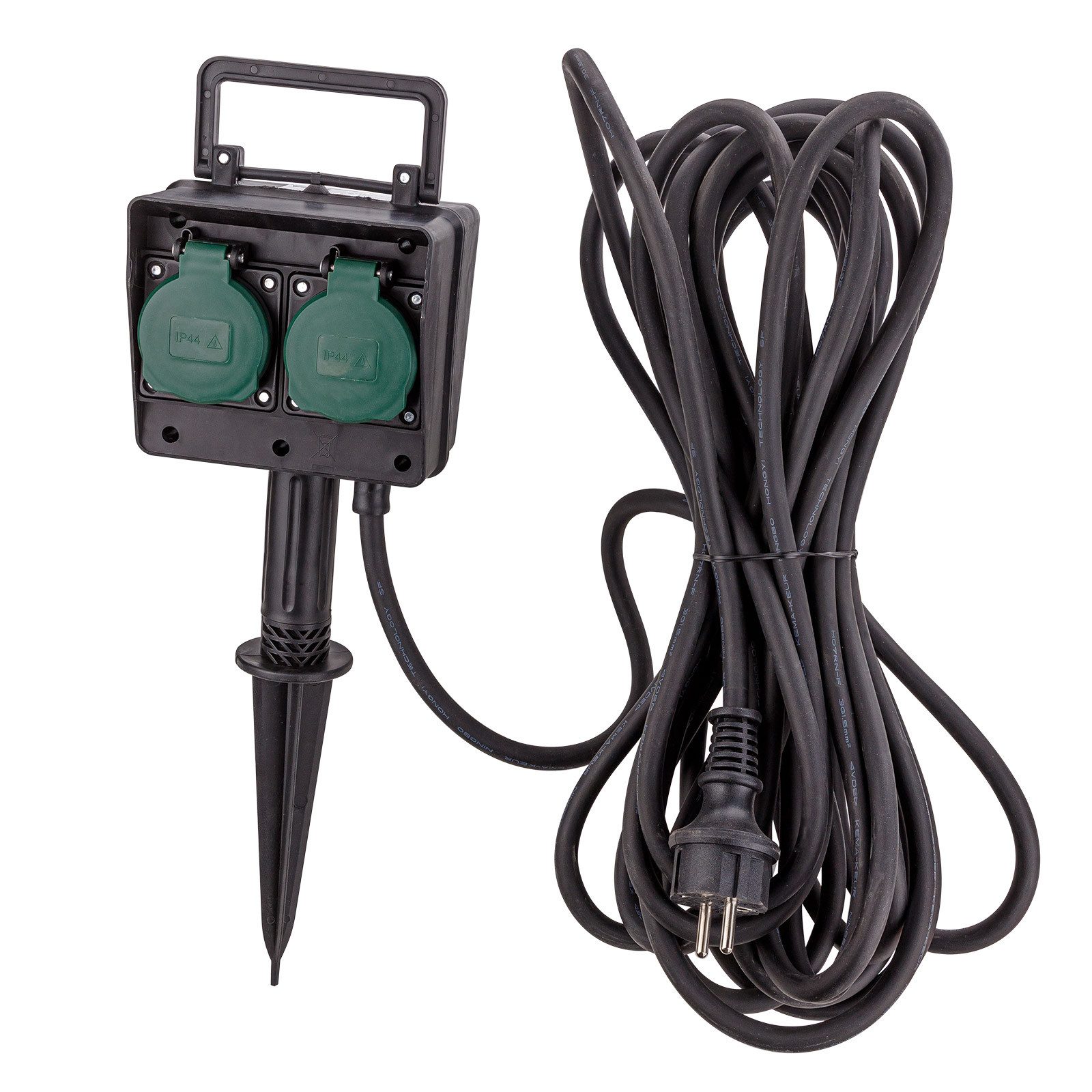 DEMA Gartensteckdose 4-fach Gartensteckdose Steckdose mit Erdspieß + 10 m Kabel