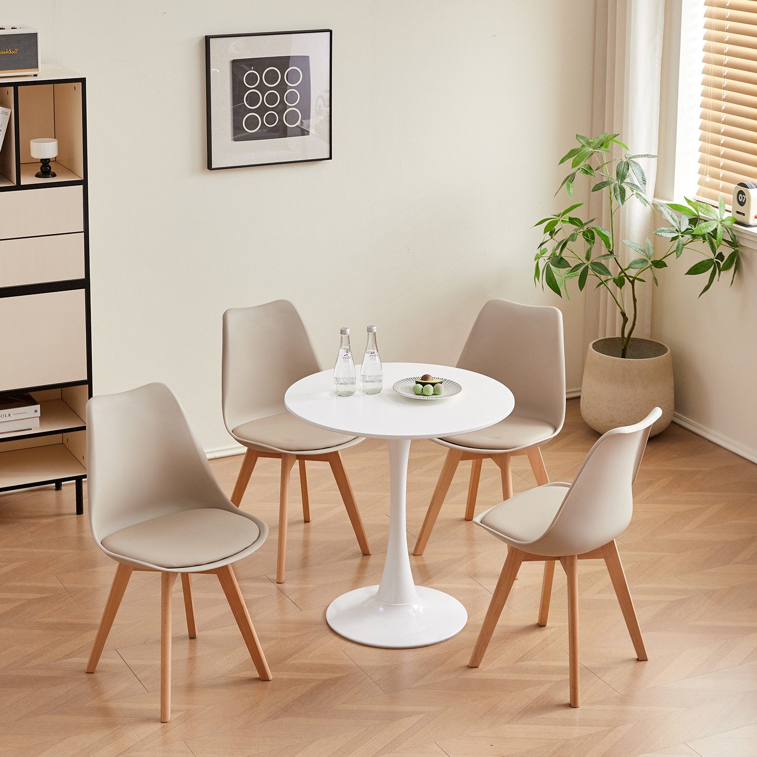 GrandCA HOME Esstisch Moderner Esstisch im Minimalistischen Stil, Runder Küchentisch (1-St), aus MDF, 70/80/110cm×75cm, Weiß/Schwarz
