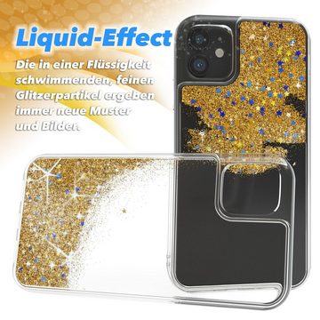EAZY CASE Handyhülle Liquid Glittery Case für Apple iPhone 11 6,1 Zoll, Durchsichtig Back Case Handy Softcase Silikonhülle Glitzer Cover Gold