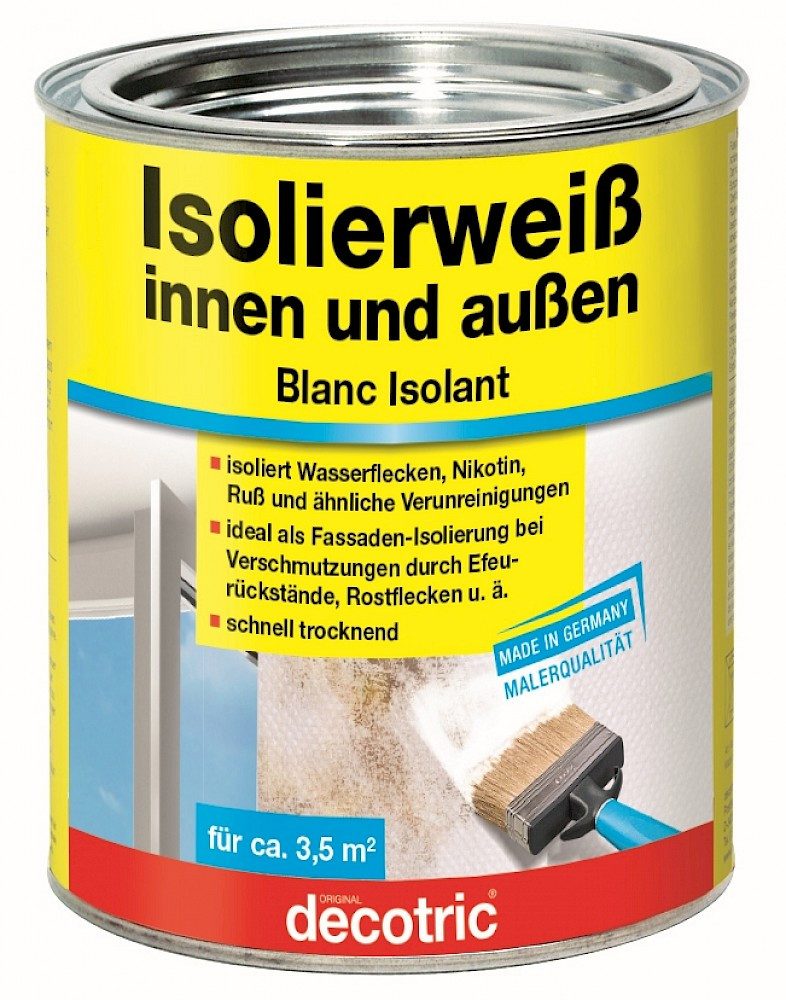 decotric® Isoliergrundierung Isolierweiß Isolierfarbe Schnell trocknend, für Innen und Außen