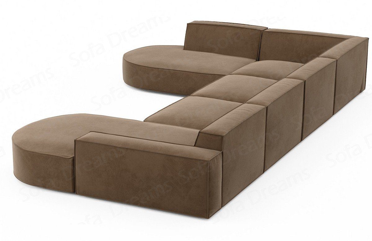 Hellbraun-Mo09 Stoff Stoffsofa Designer Sofa Couch U Wohnlandschaft Alegranza Modern Form Sofa Dreams