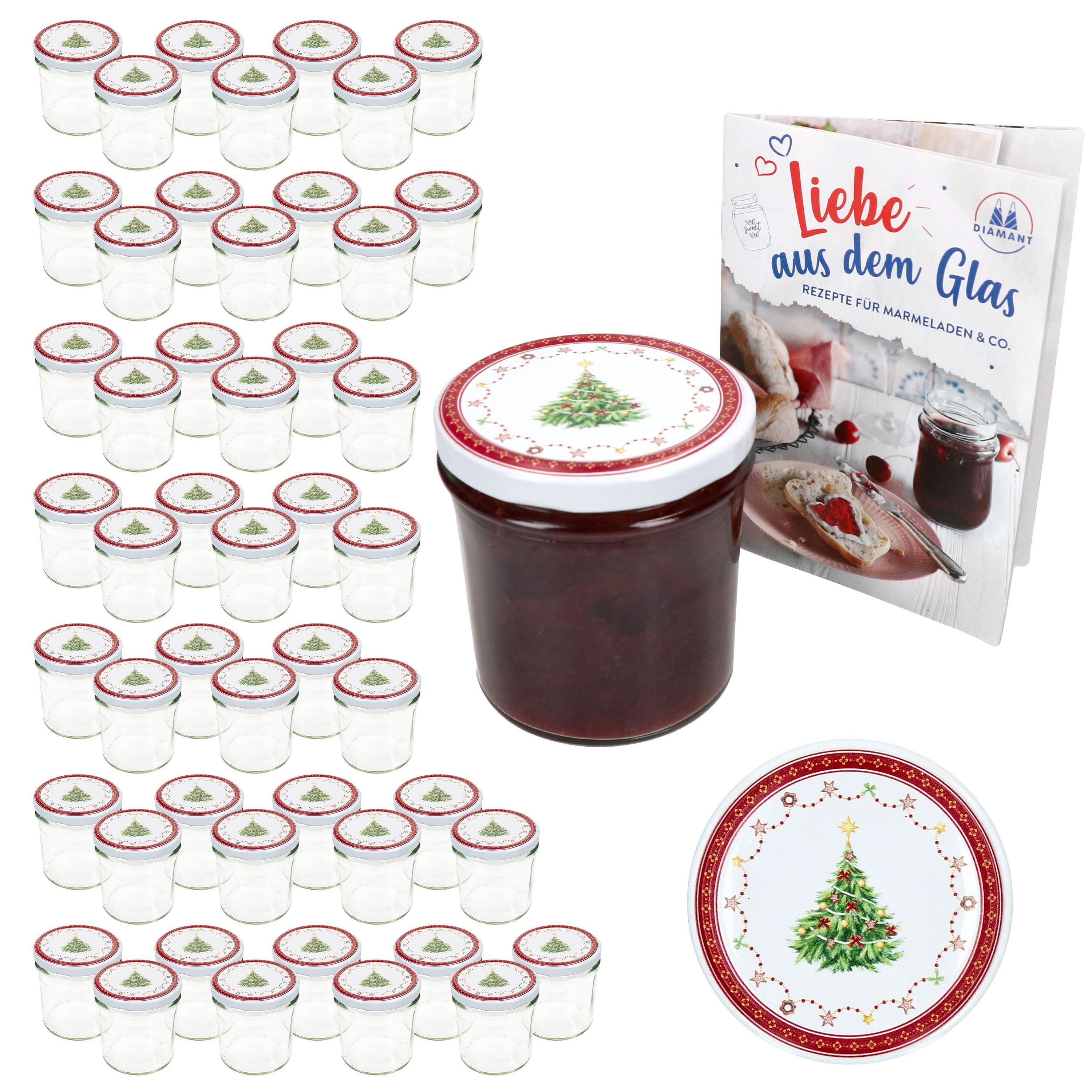MamboCat Einmachglas 50er Set Sturzglas 350ml Einmachglas + TO-Deckel 82 Weihnachtstraum, Glas