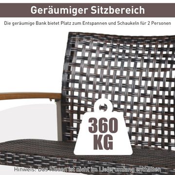 COSTWAY Hollywoodschaukel, 2-Sitzer, Gartenbank hängend, Rattan, 360 kg 120cm