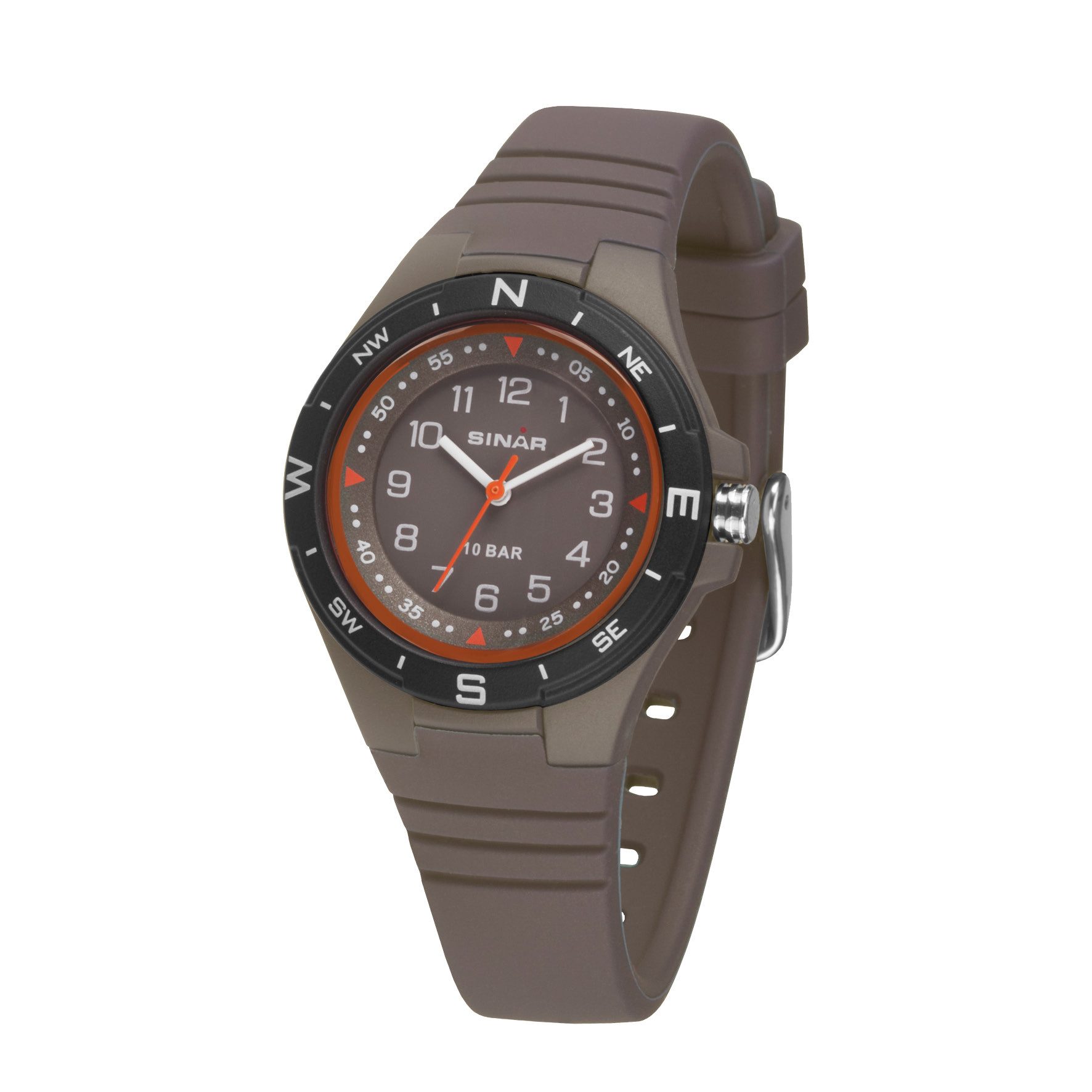 SINAR Quarzuhr XB-23 Jugenduhr Sportuhr Silikonband 10 bar, analog sportlich modern Geschenkidee Jugend Kids Ø 34 mm