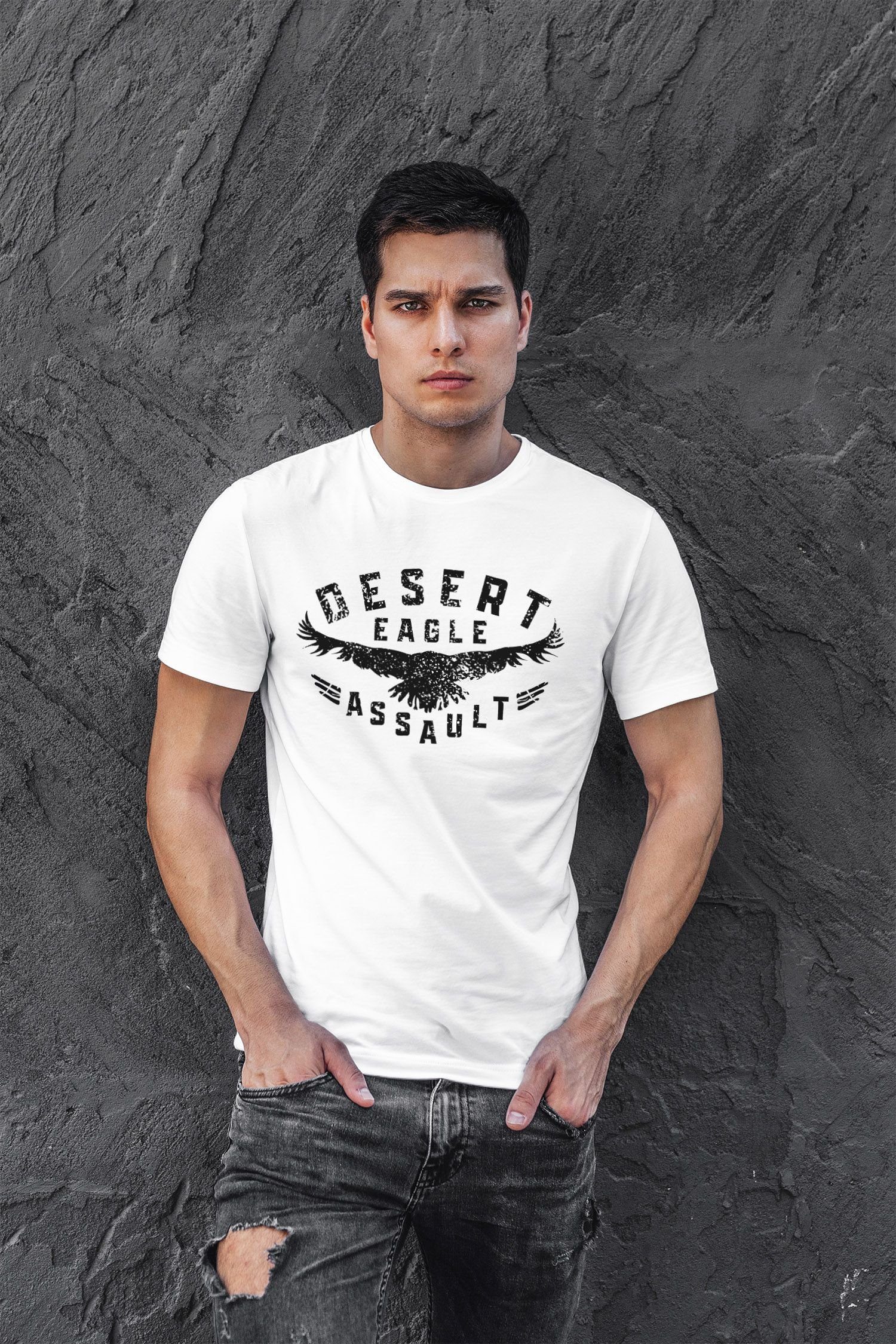 Neverless Print-Shirt Herren T-Shirt Adler Aufschrift Desert Eagle Assault Printshirt Fashion Streetstyle Neverless® mit Print – Bild 4 von 5