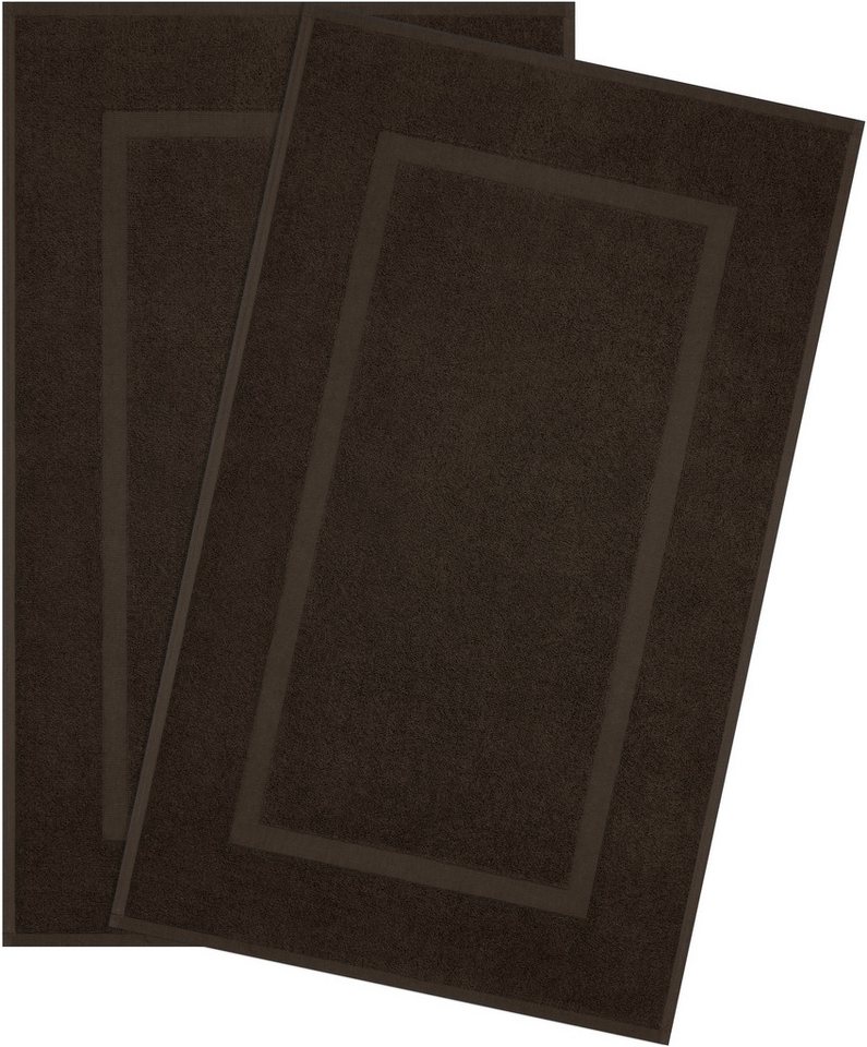 HAMMETEX Badematte Hotelmatte, Duschvorleger, Höhe 5 mm, rutschhemmend beschichtet, beidseitig nutzbar, Baumwolle, rechteckig, 2-teiliges Set, einfarbig, 100% Baumwolle