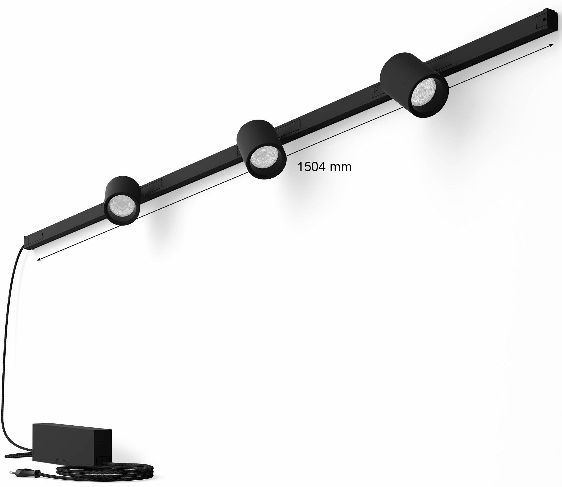 fest Farbwechsler, Schienensystem Perifo, Wandleuchte integriert, Hue LED Dimmer, LED Philips