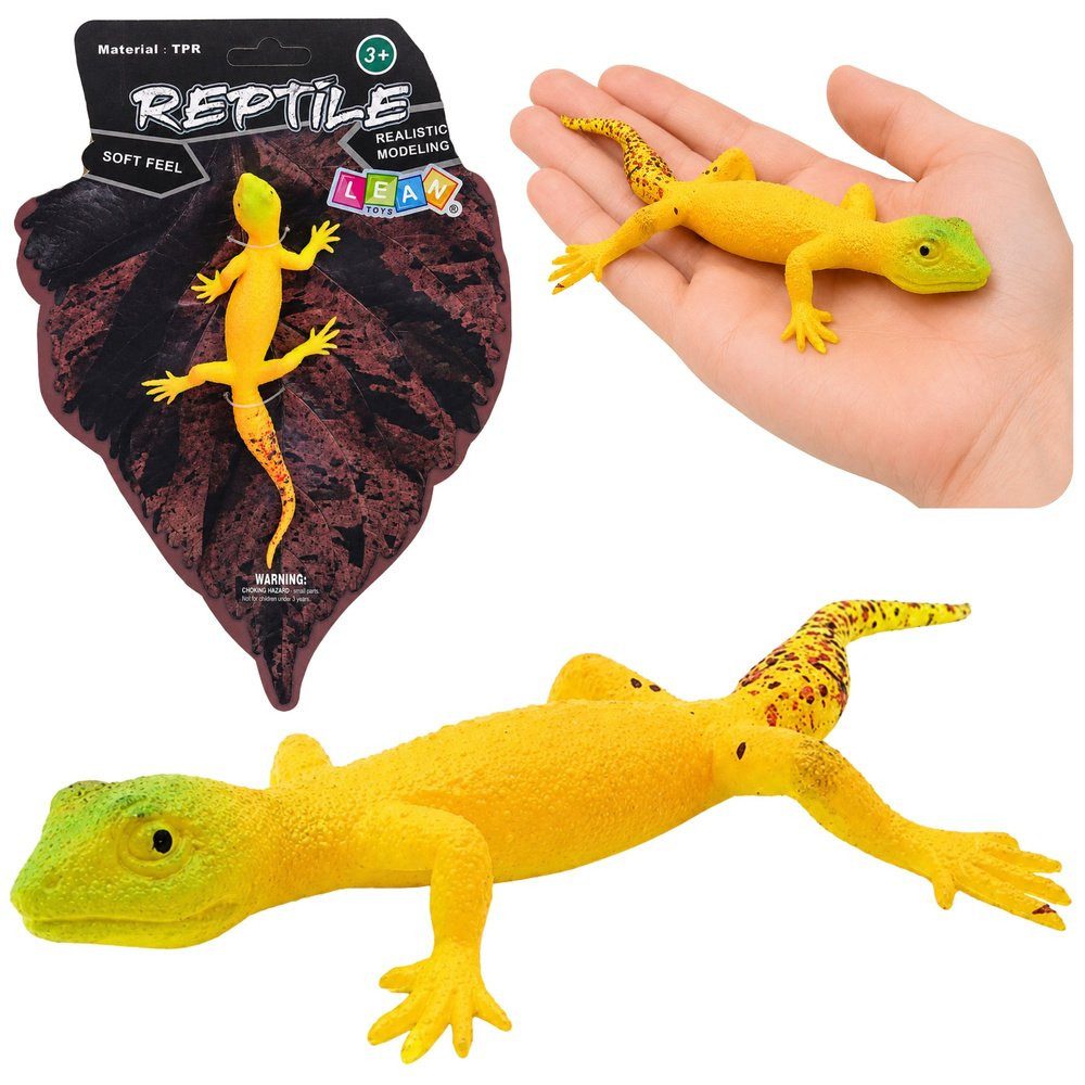 Wisam Lernspielzeug Goldener Gecko, dehnbare, realistische Gummifigur, 15,5 cm