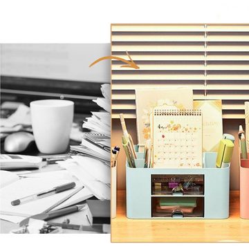 Lubgitsr Aufbewahrungsbox Vielseitiger Schreibtisch Organizer, ideal für Bürobedarf,Blau (1 St)