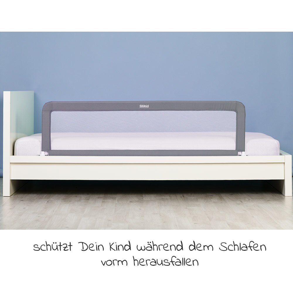 für Rausfallschutz St), Bettgitter Boxspringbett - & x Bettgitter Betten 50 Standard 150 cm (1 klappbares & - hohes, Bettschutzgitter Baby für Grau Fillikid Kinder