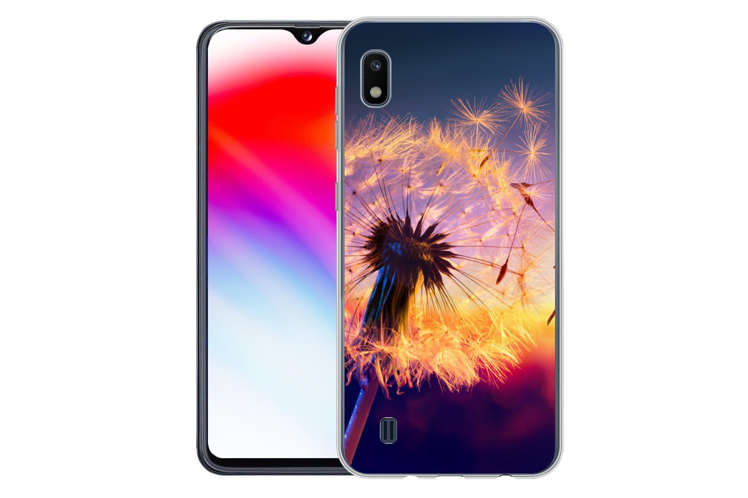 MuchoWow Handyhülle für Samsung Galaxy A10 Löwenzahn - Blumen - Sonnenuntergang - Horizont, Smartphone-Bumper, Print, Handy Schutzhülle Dünn