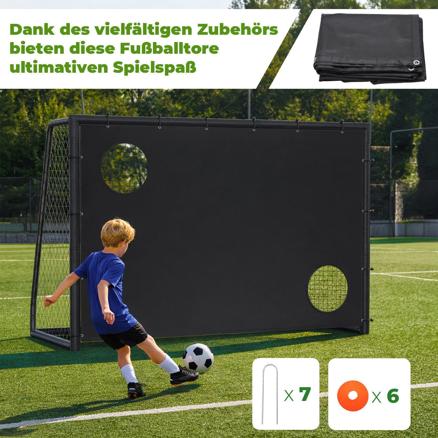 Clanmacy Fußballtor Kinder Fußballtor mit Torwand & Netz 300x200x120cm für Garten & Indoor (1 St)