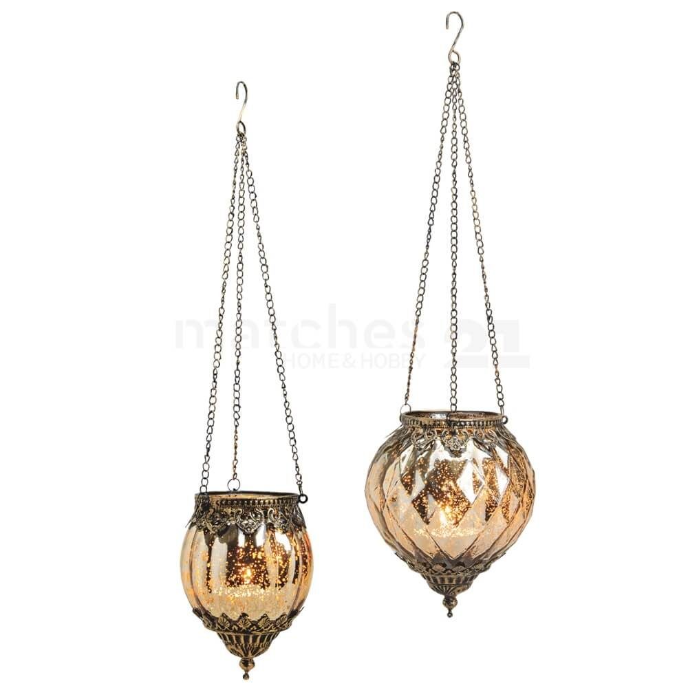 matches21 HOME & HOBBY Kerzenständer Glas 2 Größen antik Windlicht – gold