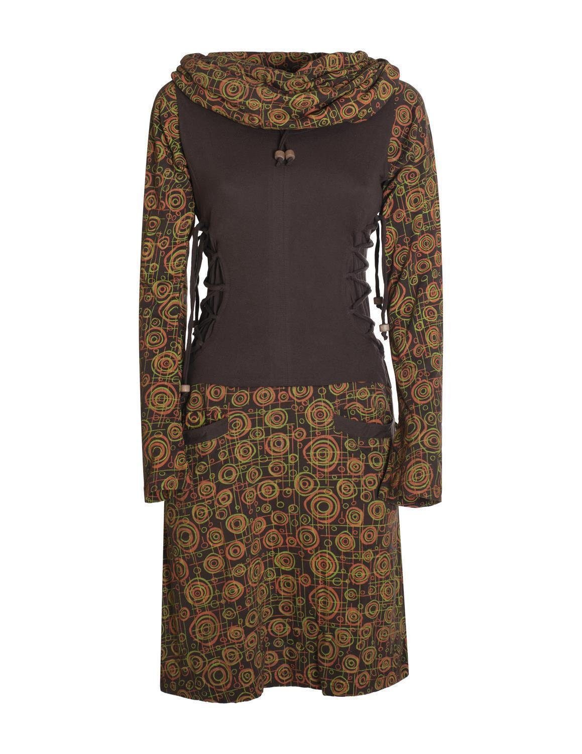 Jerseykleid Langarm Strickkleid Sweatshirtkleid mit Schnürung