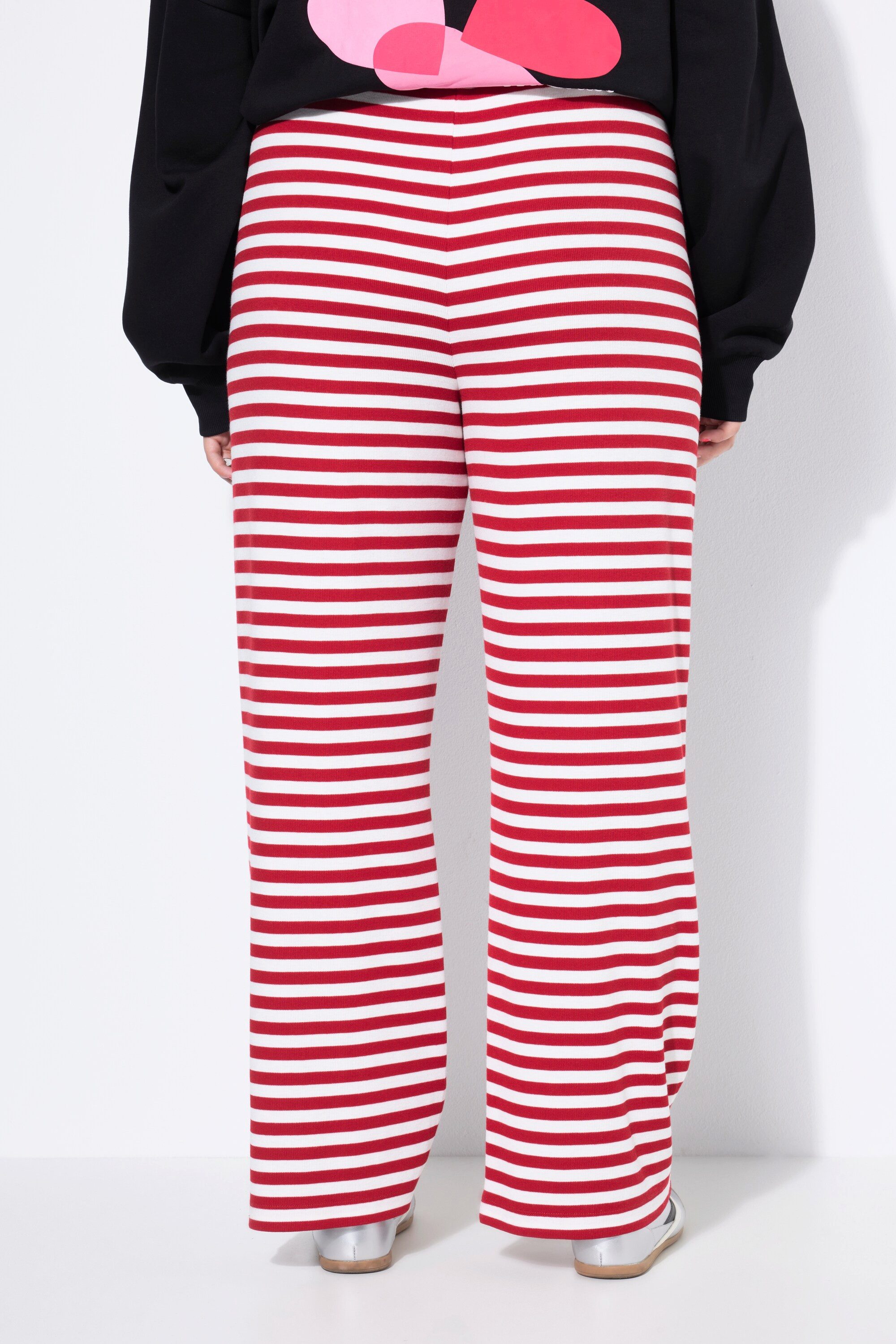 Studio Untold Schlupfhose Ringel Hose Wide Legs Normal Waist Rippjersey