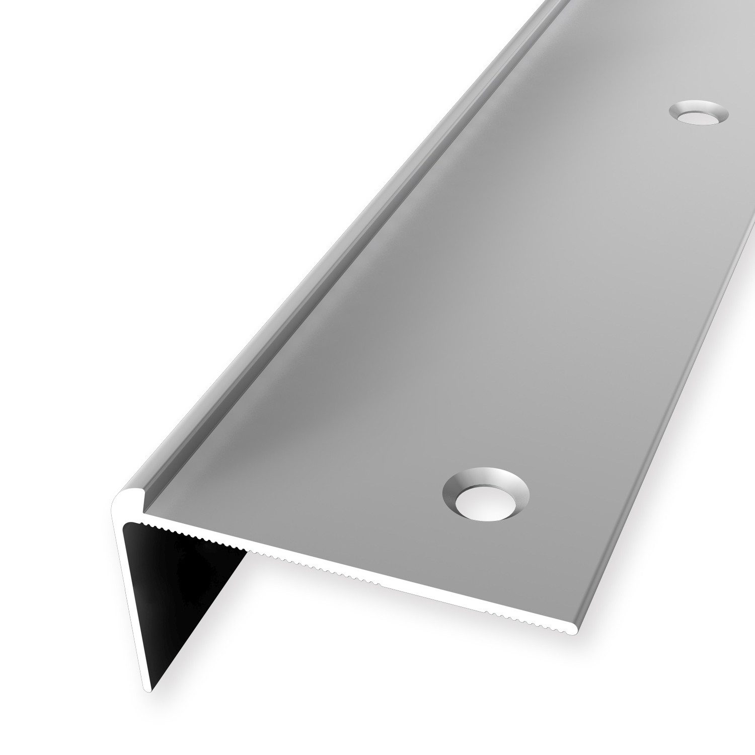 Küberit Treppenkantenprofil 44 x 48 x 2500 mm Winkelprofil Silber Gebohrt Aluminium