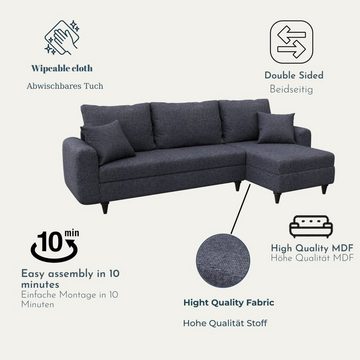 Gozos Ecksofa Palencia, Wohnzimmermöbel, L-Form Sofa, Beidseitg montierbar, 230 cm x 125 cm