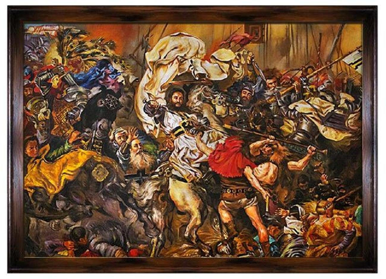 JVmoebel Ölbild Gemälde Ölbild Bild Rahmen 200x140cm Schlacht bei G94776, Jan Matejko