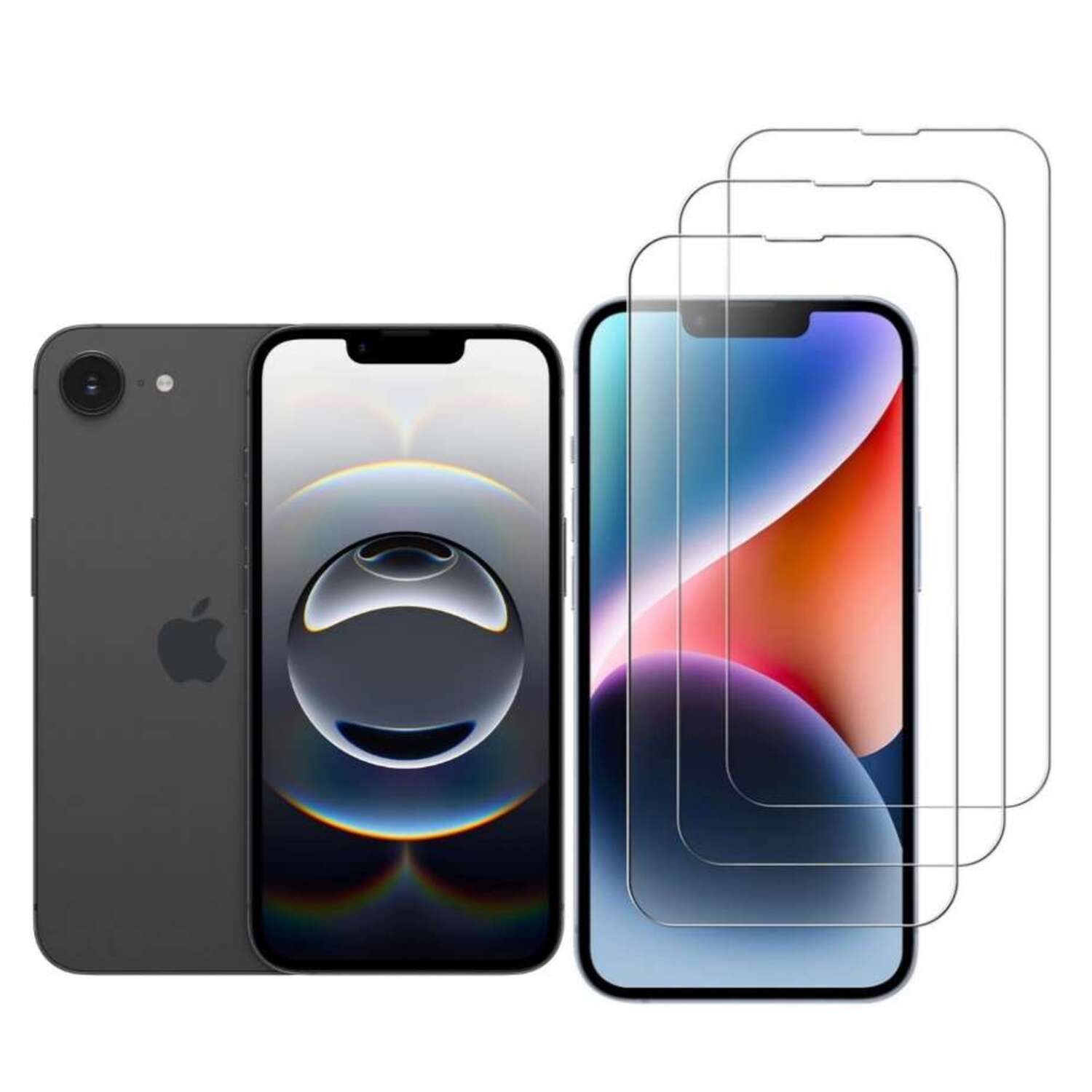 CLM-Tech Displayschutzglas 3x Schutzfolie für iPhone 16e Panzerfolie kristallklar für iPhone 16e, Panzerglas Folie - Anti-Fingerabdruck und kratzfest -, 3 Stück, Kristallklar