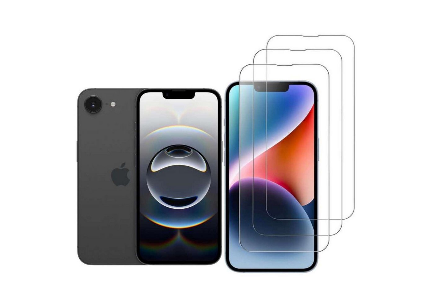 CLM-Tech Displayschutzglas 3x Schutzfolie für iPhone 16e Panzerfolie kristallklar für iPhone 16e, Panzerglas Folie - Anti-Fingerabdruck und kratzfest -, 3 Stück, Kristallklar