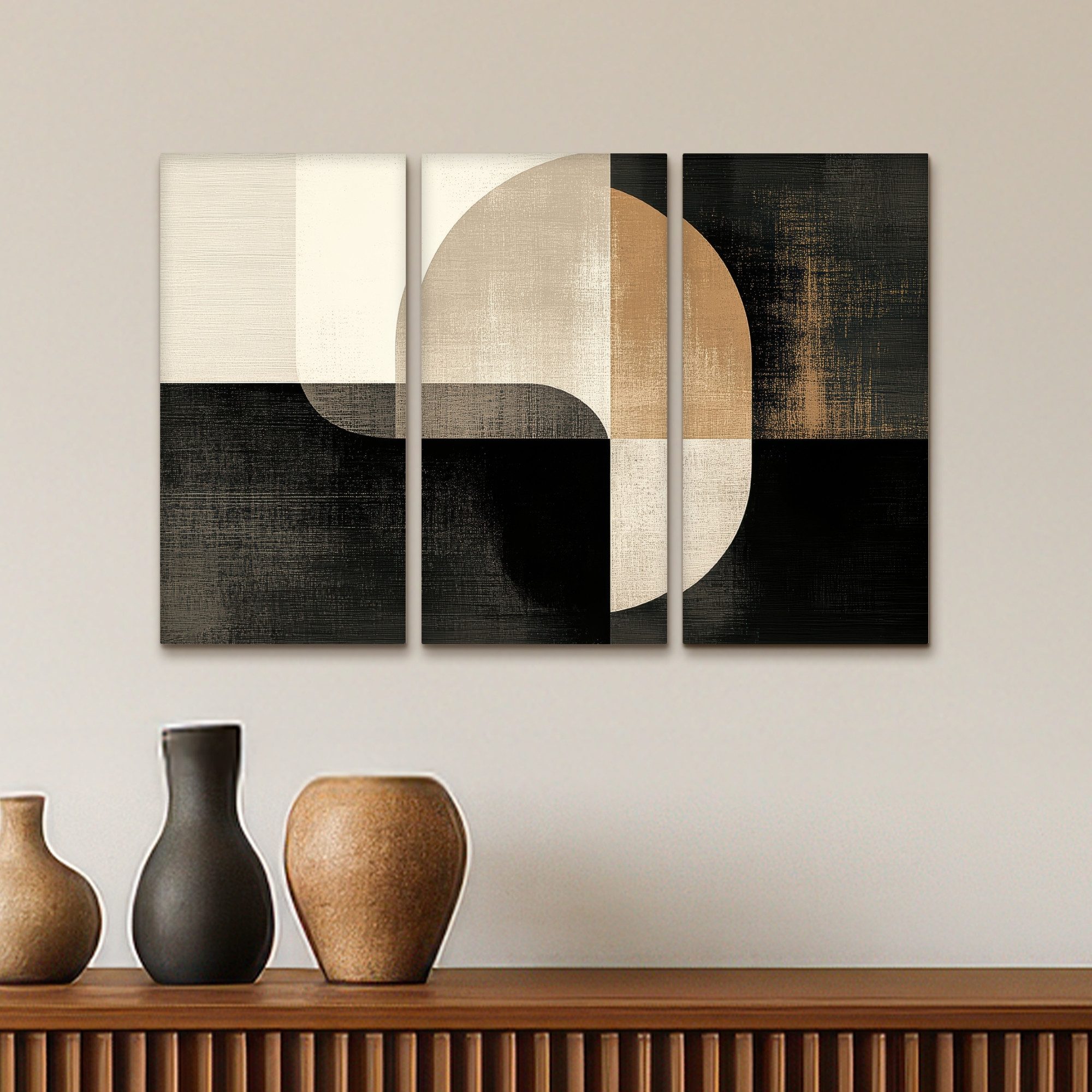 MuchoWow Leinwandbild Formen - Abstrakt - Gold, Fotodruck (3 St), Wand Bilder 3 Set, Deko Schlafzimmer Wohnzimmer Flur 60x40 cm – Bild 5 von 5