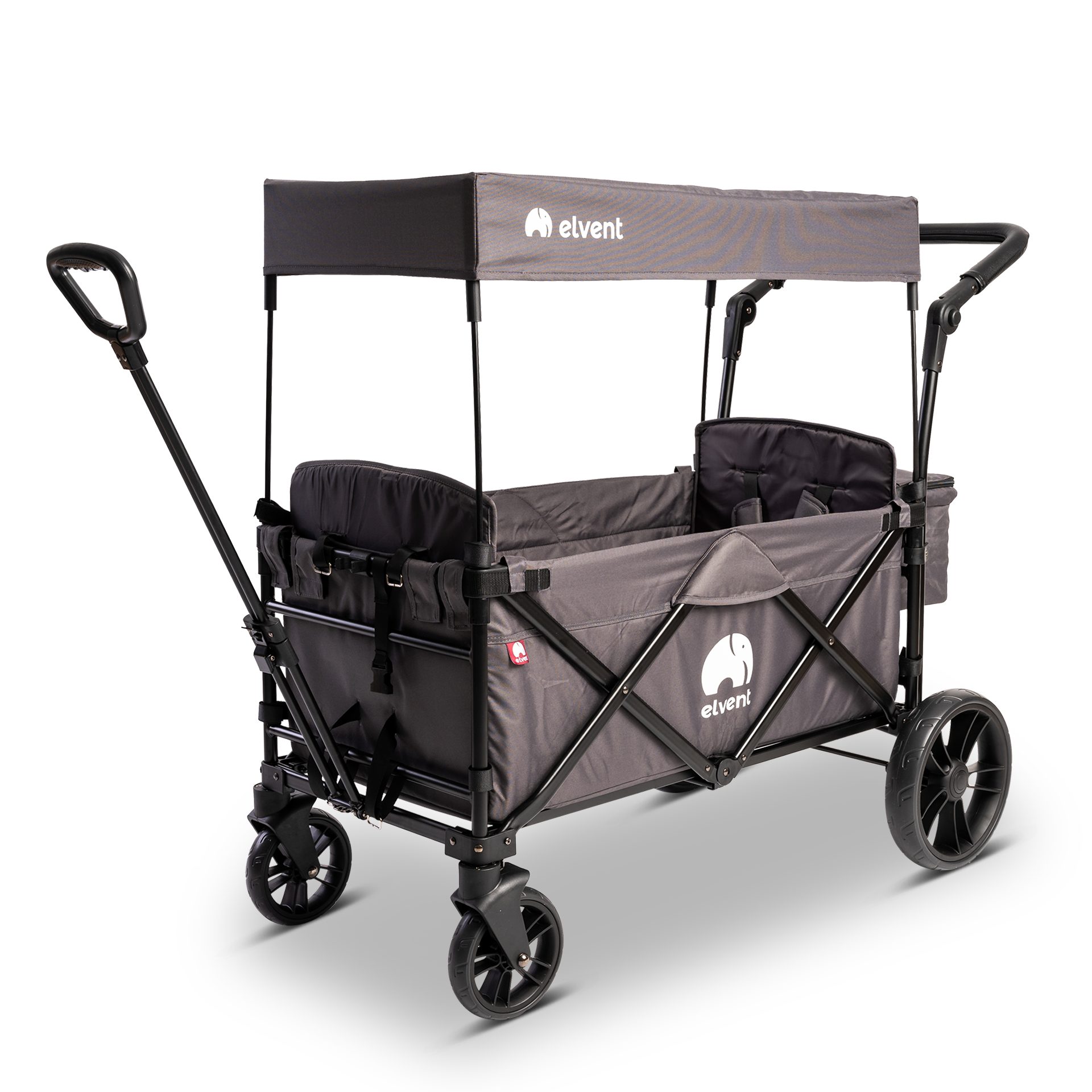 elvent Bollerwagen SmartCruiser City, Kompakt faltbar, Für 1-2 Kinder, Ideal für Familienausflüge