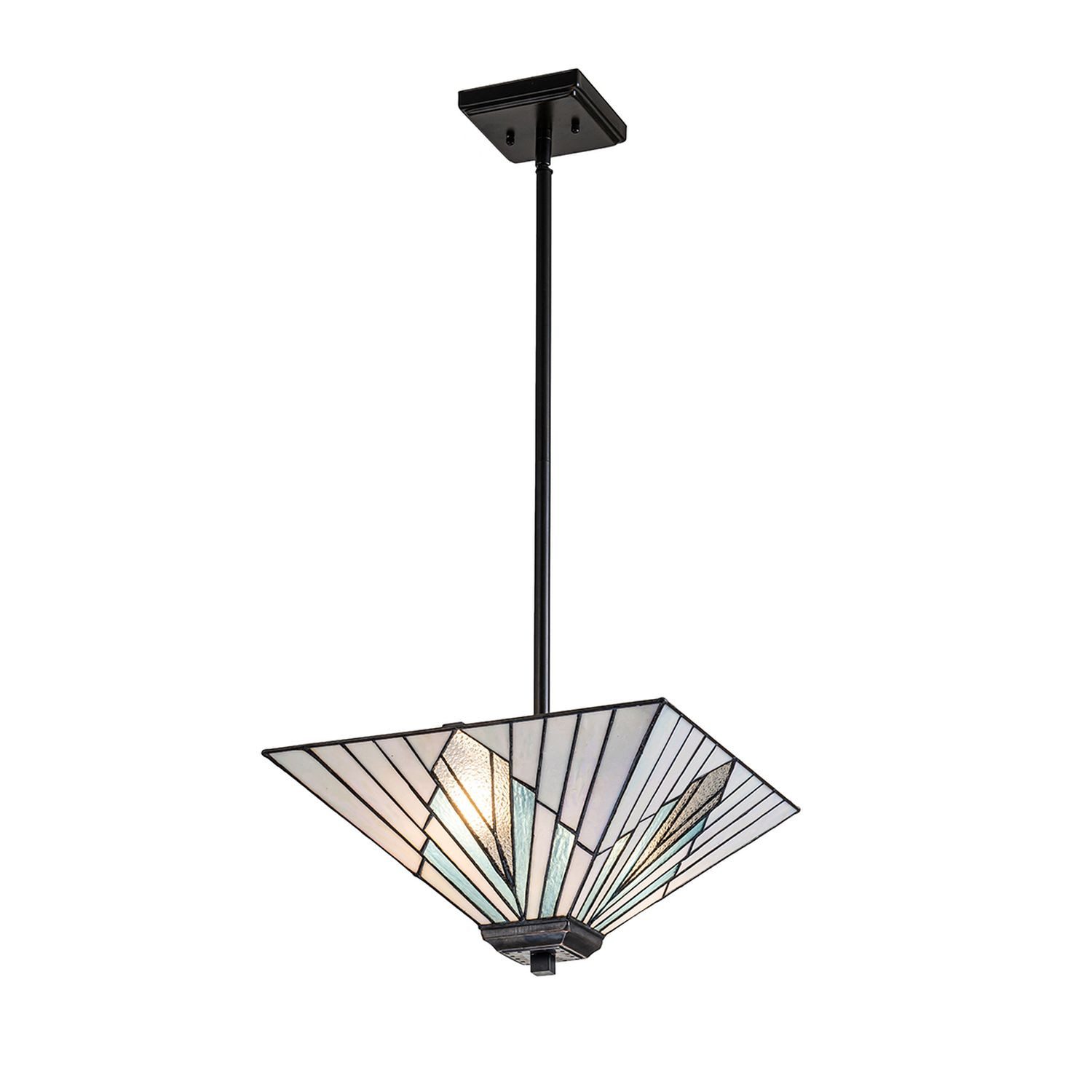 Licht-Erlebnisse Deckenleuchte FLORENCE, ohne Leuchtmittel, Metall Glas E27 in Bronze Antik verstellbar 2-flammig Tiffany Stil