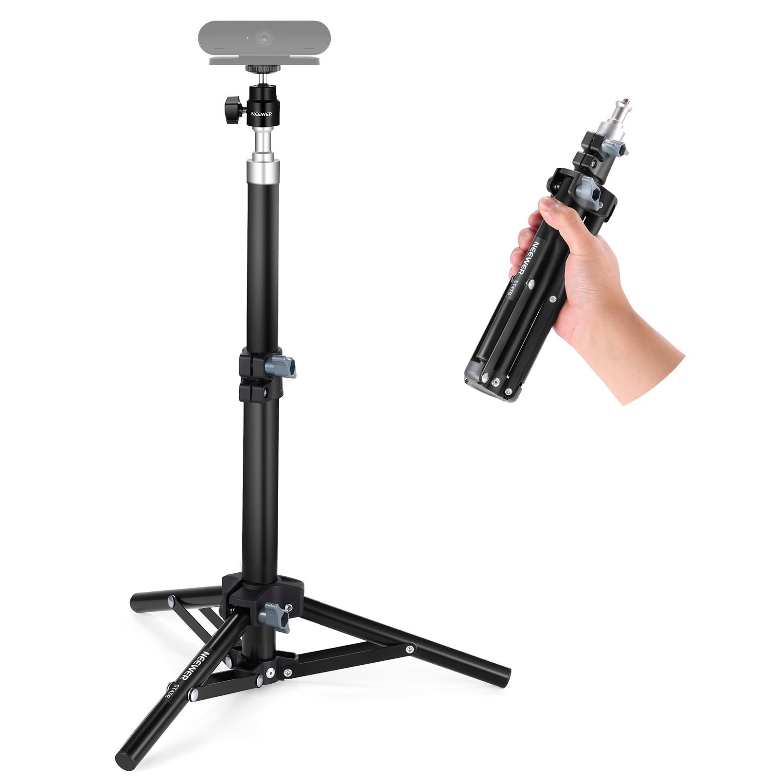 Neewer ST45B Webcam Tischstativ, mit Handyhalterung, Höhenverstellbar Tischstativ (29-45 cm, für Webcams DSLR Kameras Ringlicht Live Streaming)