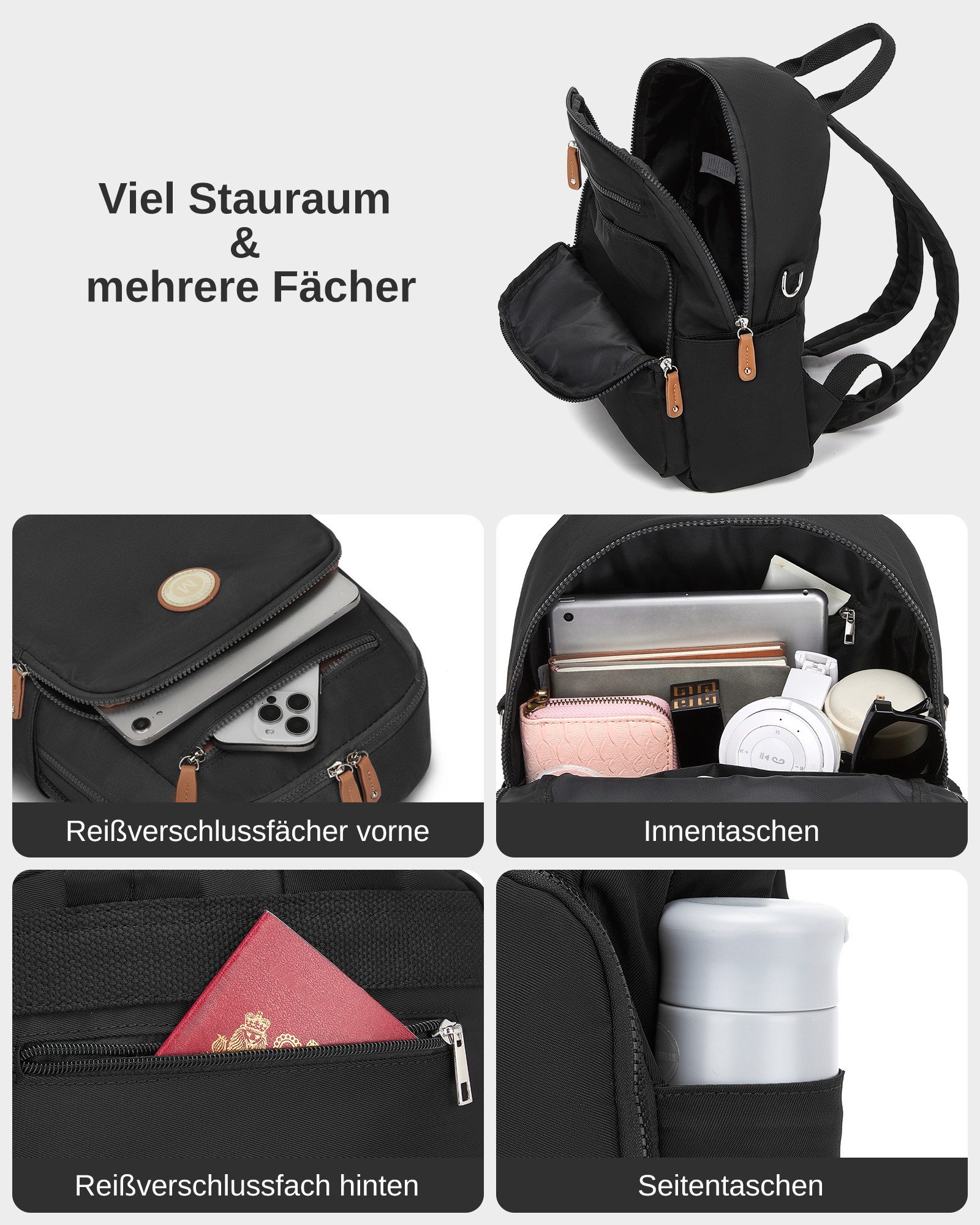 Miss Lulu Minirucksack Mini Cityrucksack, wasserdichter Reiserucksack & Casual Daypack – Bild 4 von 5
