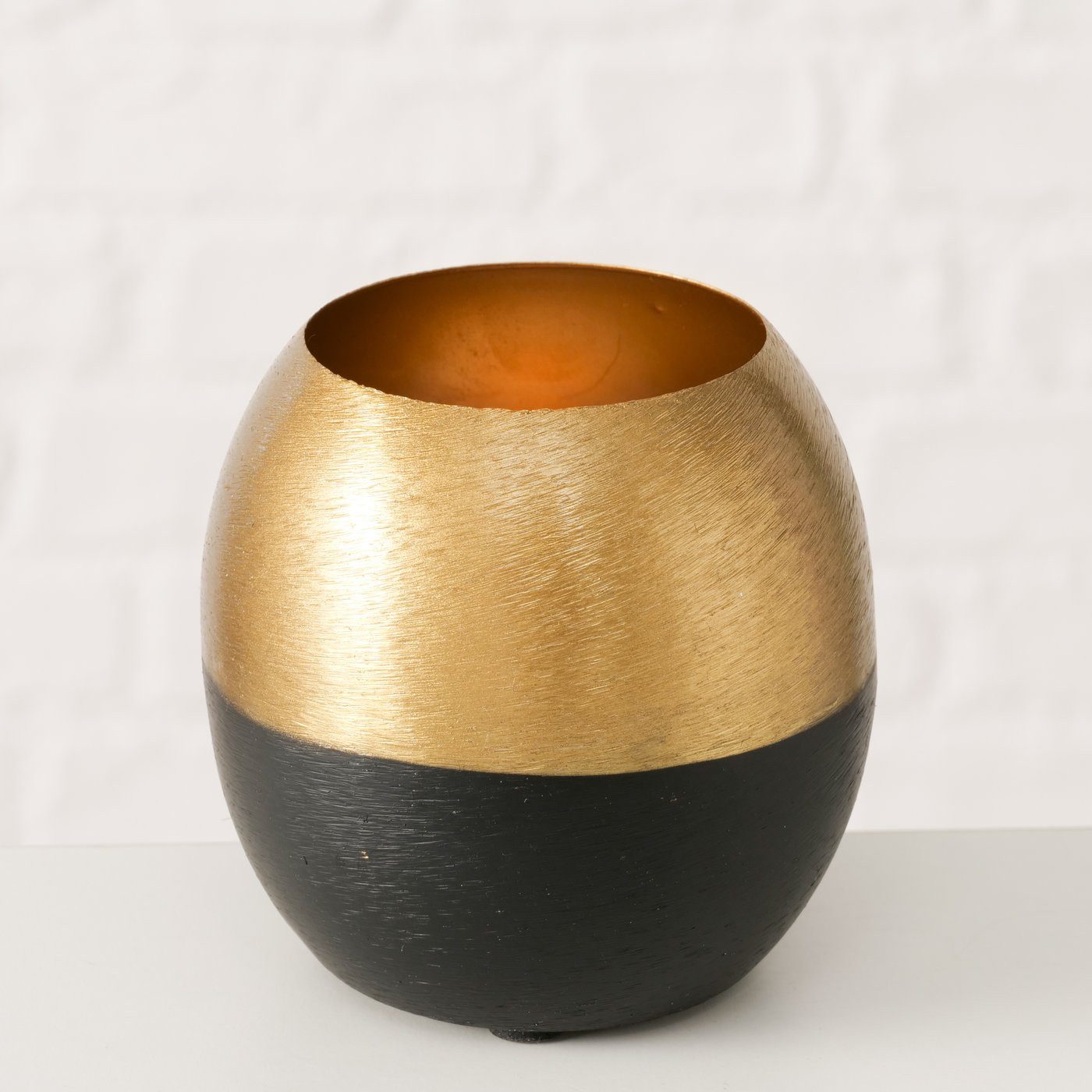 BOLTZE Teelichthalter Anelo – Elegantes Windlicht in Gold und Schwarz, Handgefertigt – Bild 5 von 5