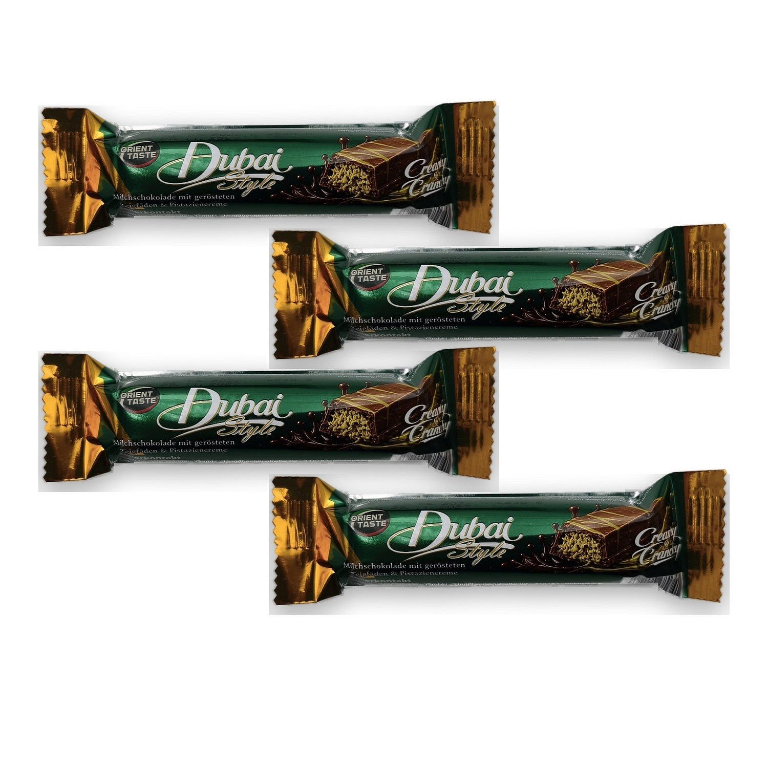 Orient Riegel, 4 x 35 g, Dubai Style Creamy & Crunchy – Schokoriegel mit Pistaziencreme &
