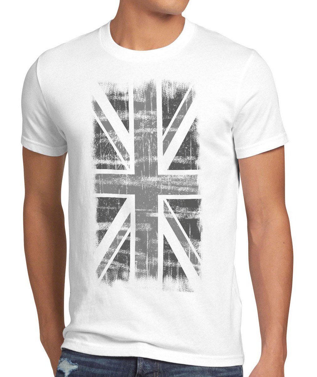 style3 Print-Shirt Herren T-Shirt England Union Jack Britain Flagge United Kingdom UK London flag weiß
