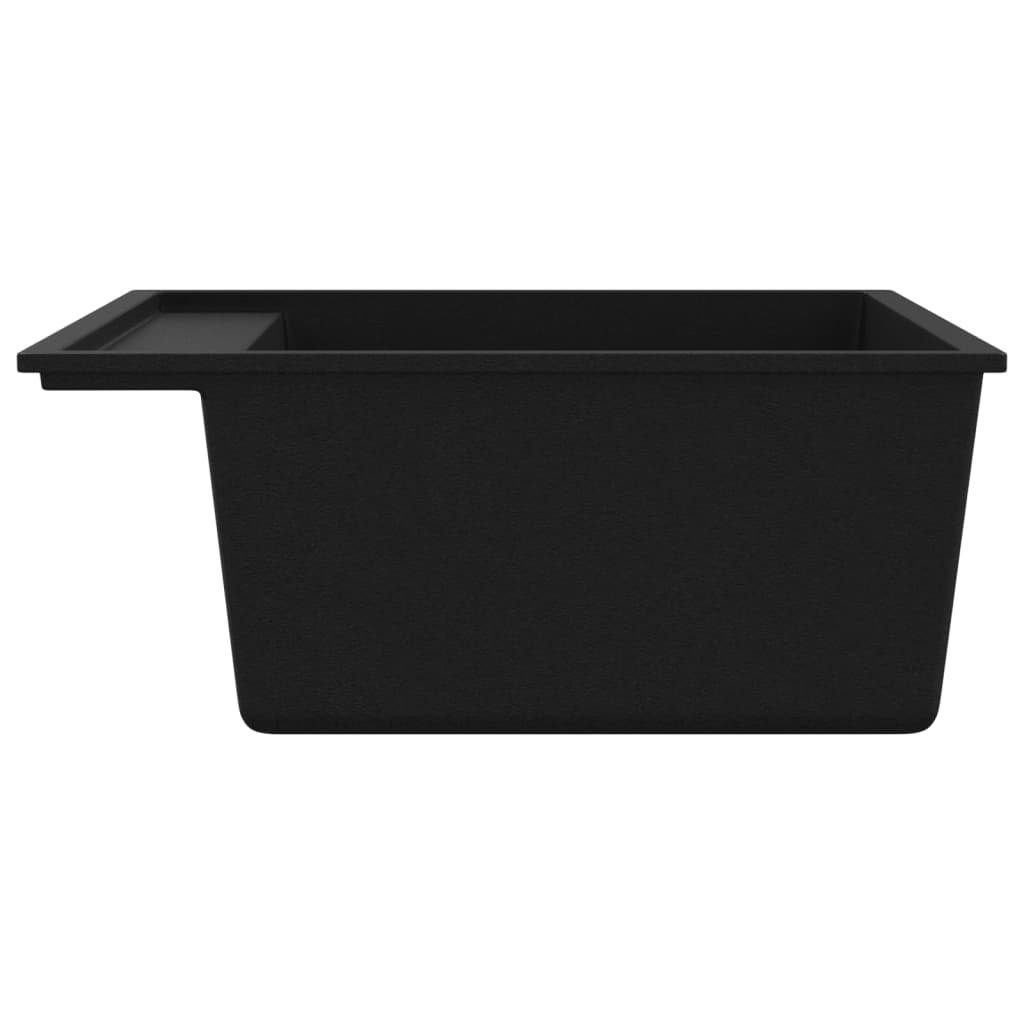 50/53 Küchenspüle mit Schwarz Überlauf Granitspüle Granit, vidaXL cm
