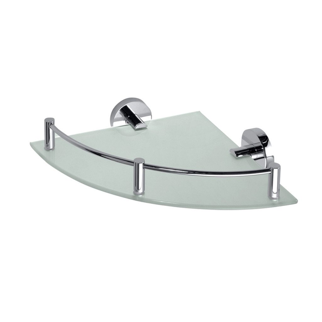 BRILLANTBAD® Duschablage BOMEGA Glasablage Messing Chrom poliert Milchglas Bad Küche >> Bohren