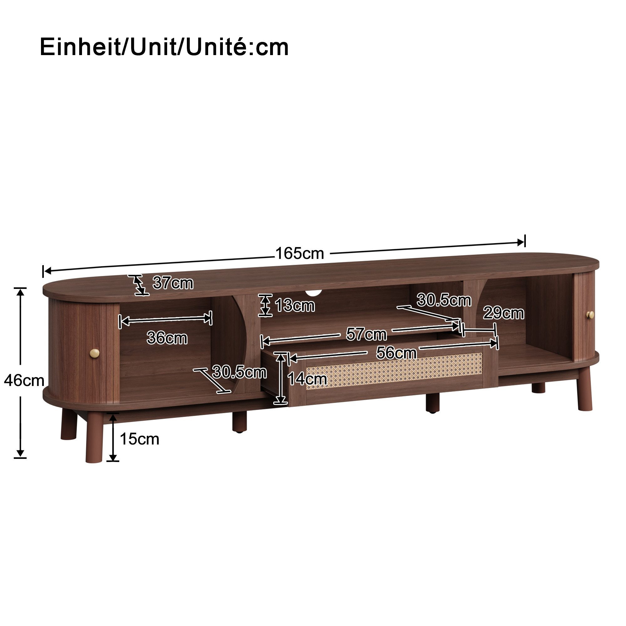 Fine Life Pro TV-Schrank Lowboard / TV‑Schrank / TV‑Lowboard mit Türen und Schubladen