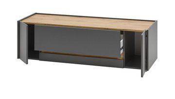 Furn.Design Lowboard Center (TV Unterschrank in grau mit Eiche, 140 cm), viel Stauraum