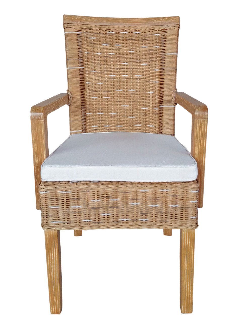 soma Sessel Soma Esszimmer-Stühle-Set mit Armlehnen 4 Stück Rattanstuhl weiß - bra, Stuhl Sessel Sitzplatz Sitzmöbel