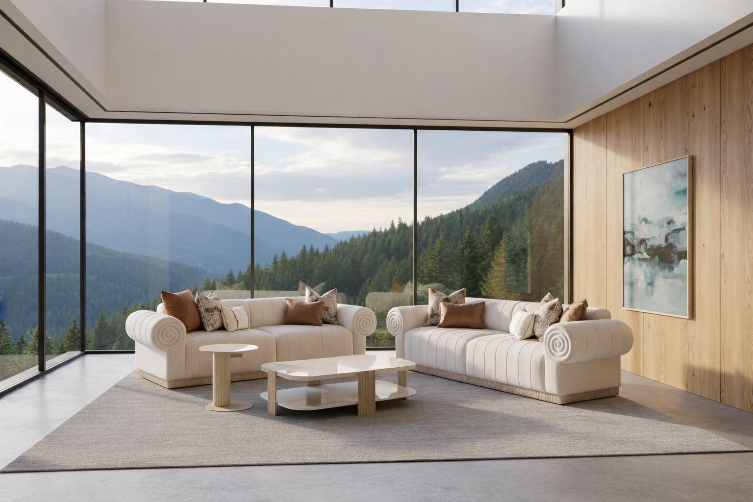 JVmoebel Polstergarnitur Luxuriöses weißes Wohnzimmer-Set 3-Sitzer Sofa Couchtisch, (4-tlg), Made in Europa
