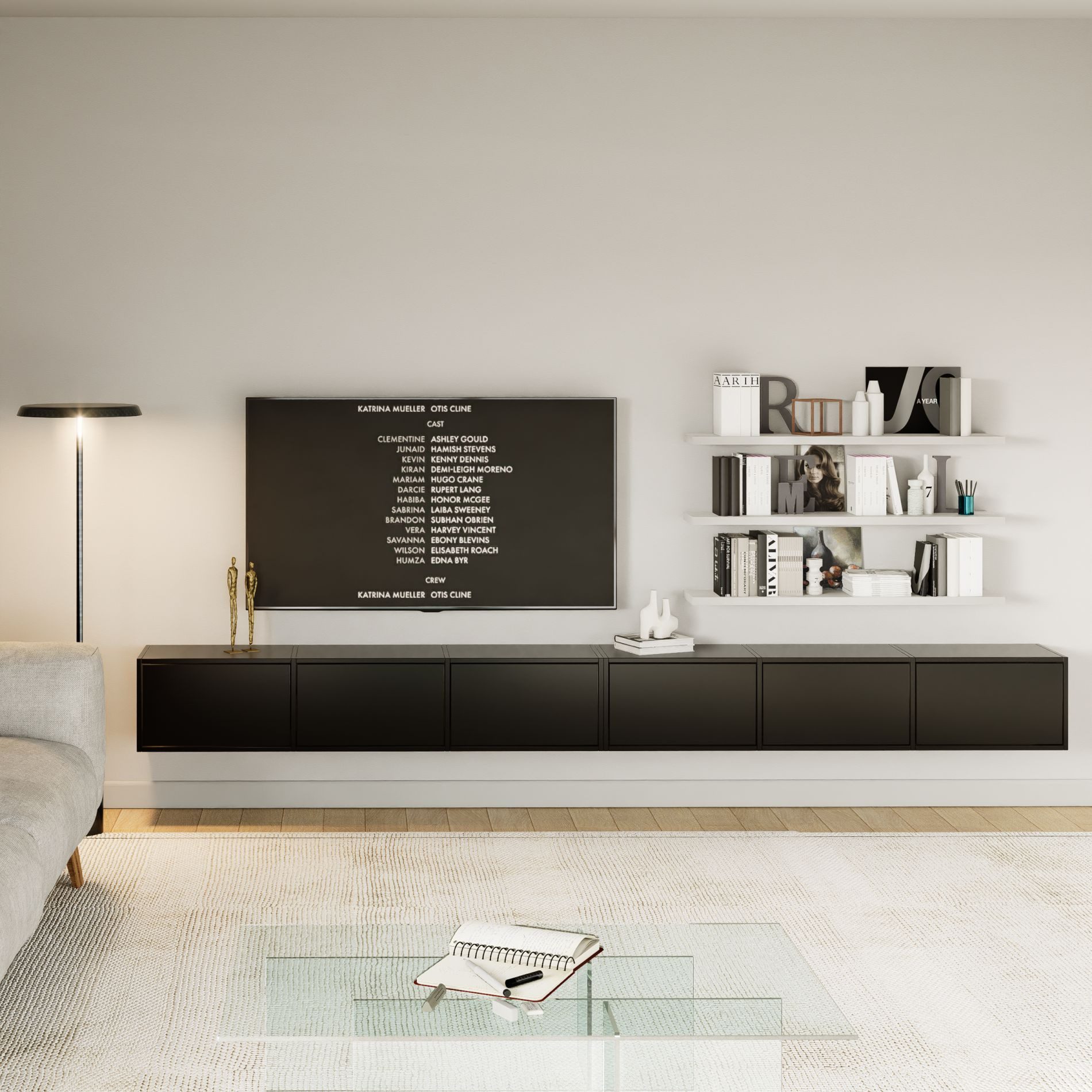 Selsey TV-Schrank FRAMME Hängendes TV-Board mit Klappen, 200 / 300 cm