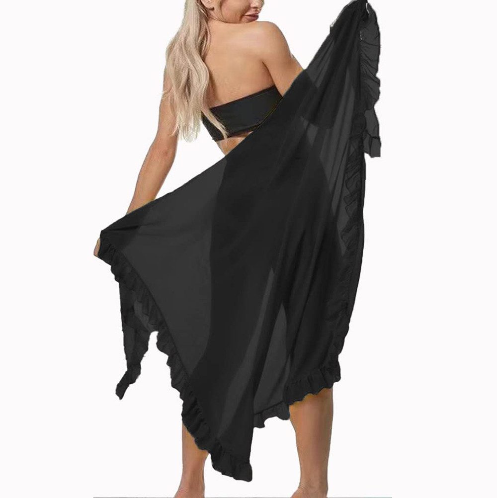 Oemmn Strandrock Damen Strand-Sarong aus – leichtes, Wickelkleid, Strandkleid halbtransparentes Strandtuch und Wickelrock, bikini tuch