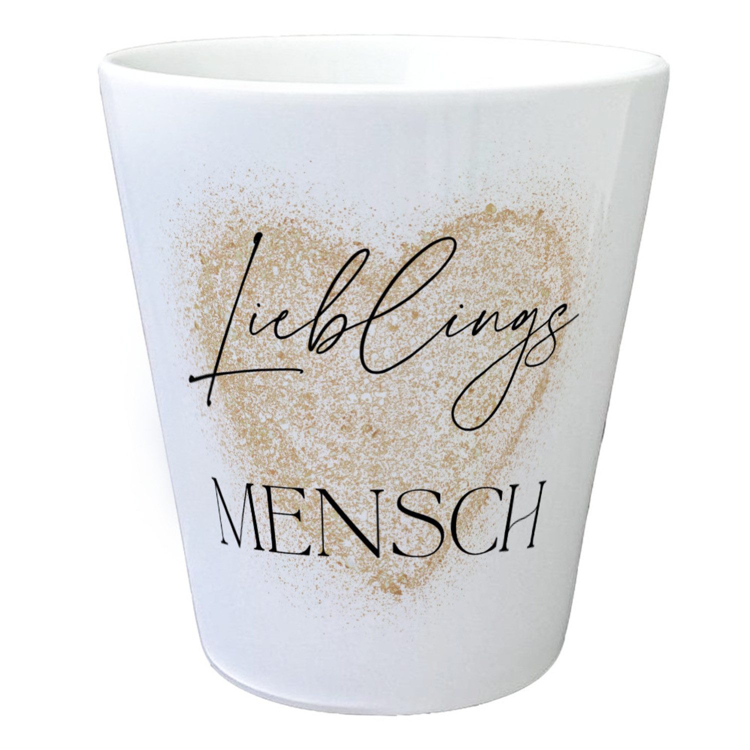 Blumentopf Herz in gold Blumentopf mit Spruch Lieblingsmensch