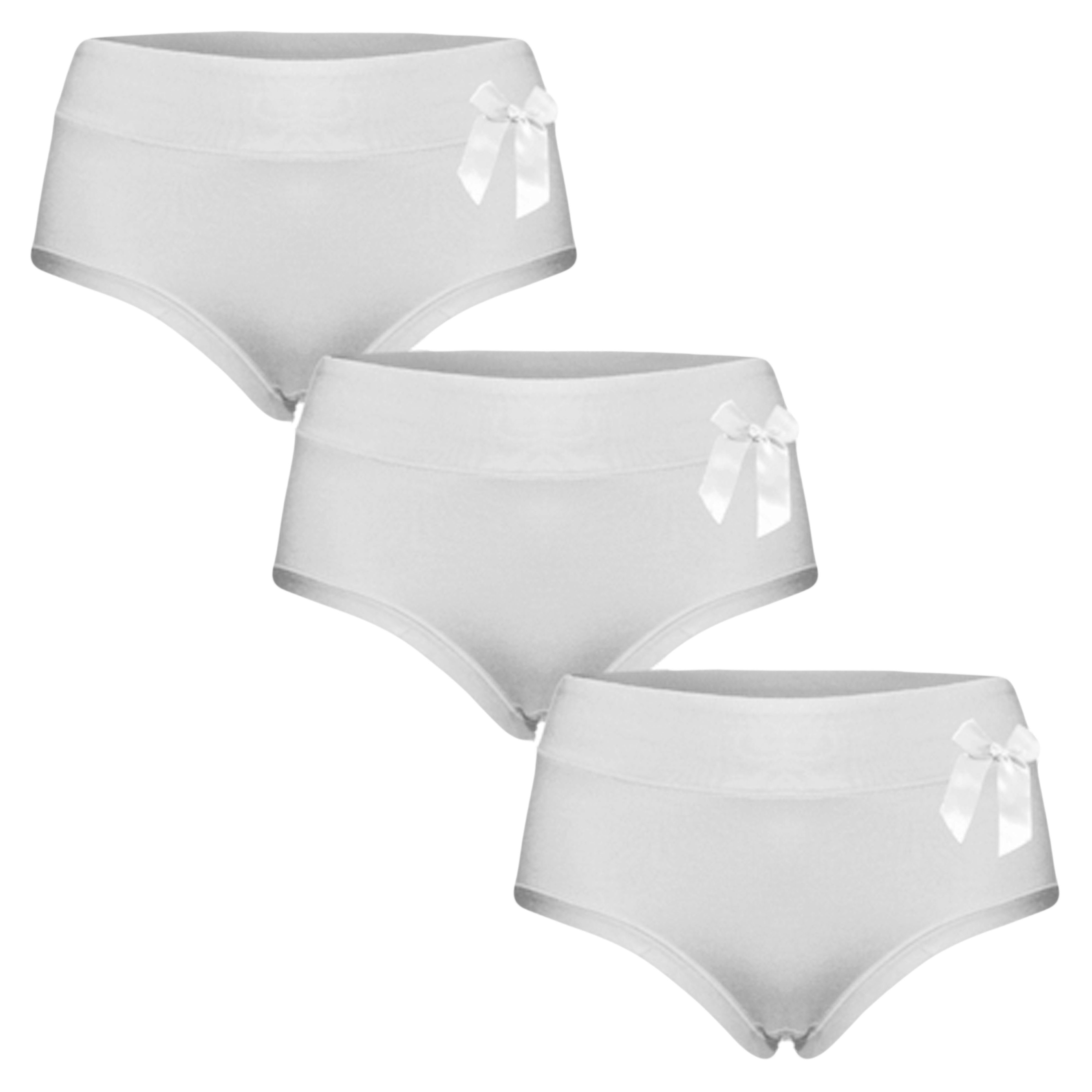 Schleife 10er Slips Weiß Hipster Slip Damenunterhose Pack Mit 5er M-2XL 5-St) - Damen (Packung, Schlüpfer Taillenslip Unterhosen TEXEMP Baumwolle Höschen