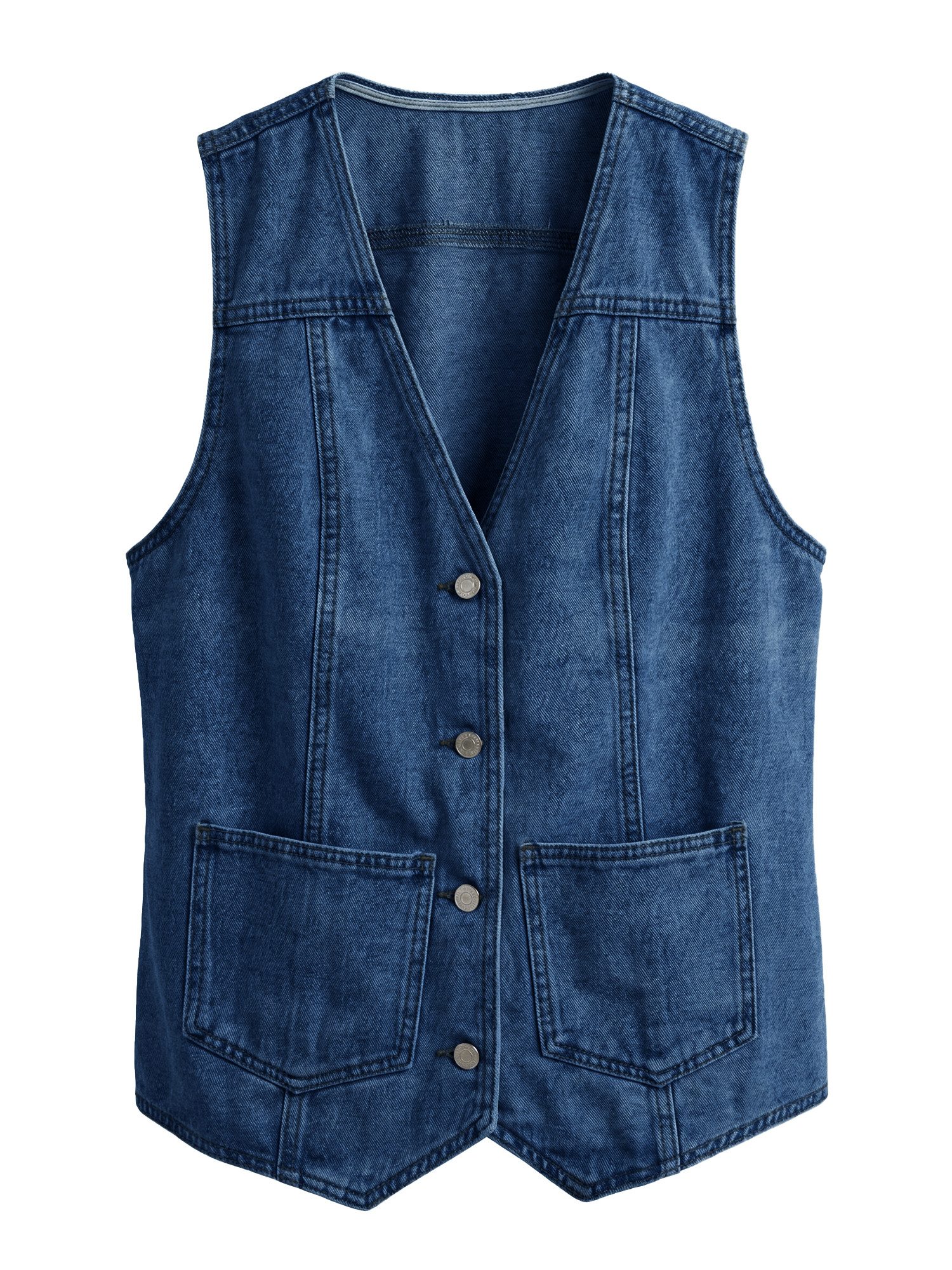 Imily Bela Jeansweste Damen Ärmellose Jeansjacke mit Knopfleiste (Packung, 1-tlg., 1per-Pack) Einfarbig