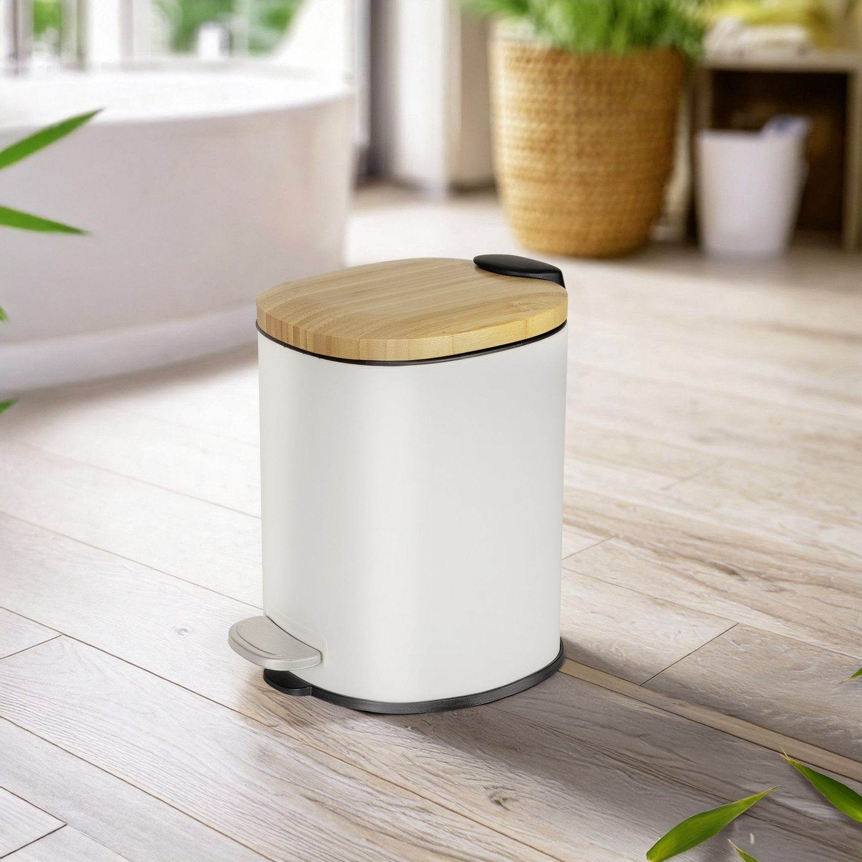 WENKO Kosmetikeimer Fianema, fürs Badezimmer, Easy-Close-Mechanik, Inneneimer: 3 L