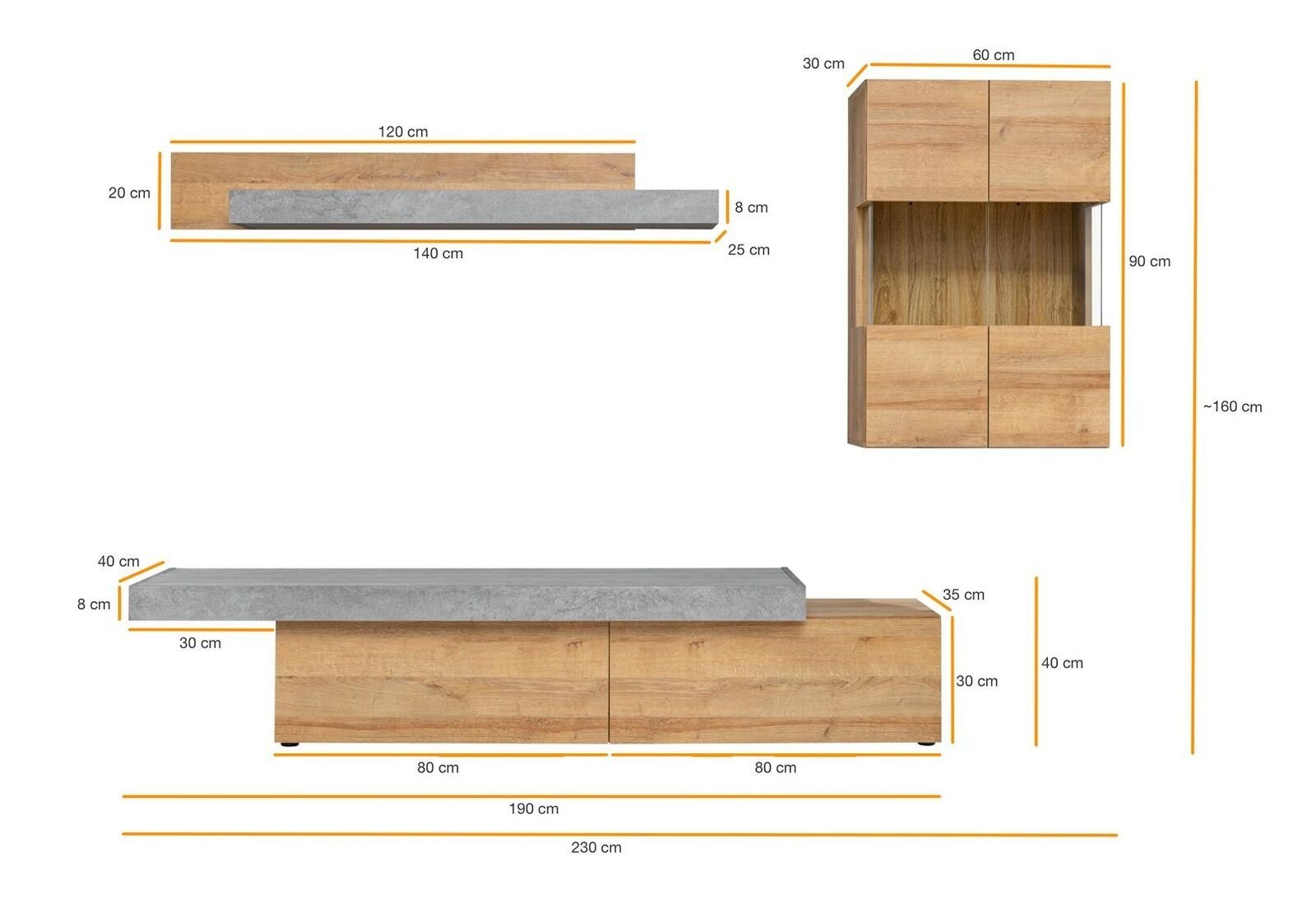 Wohnzimmer-Set in Europa Designer Made TV-Ständer/Regal/Wandschrank), Neu, (3-St., Wandschrank Modern JVmoebel TV-Ständer