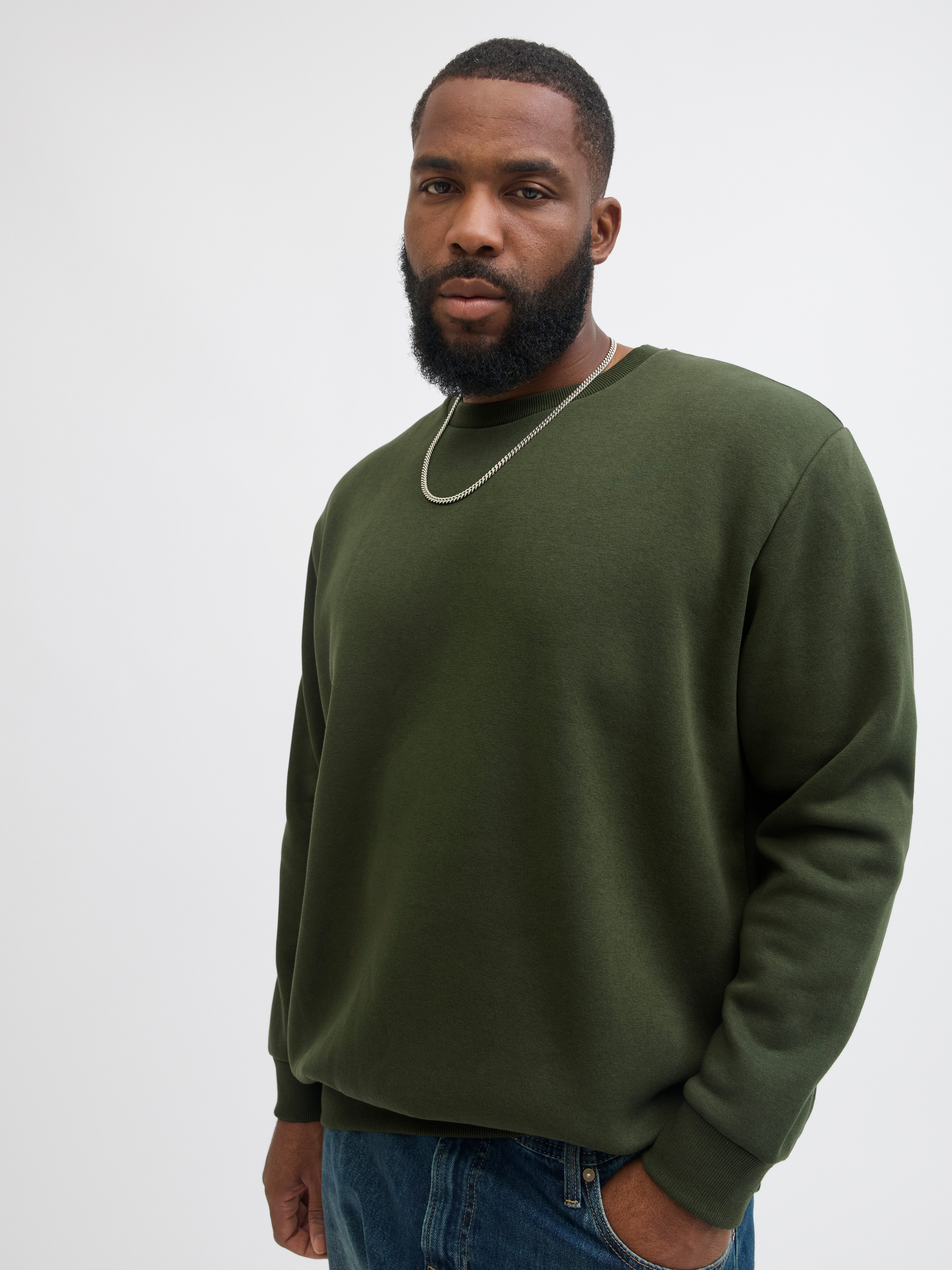 Jack & Jones PlusSize Sweatshirt JJEBRADLEY SWEAT CREW NOOS PLS mit Rippbün günstig online kaufen