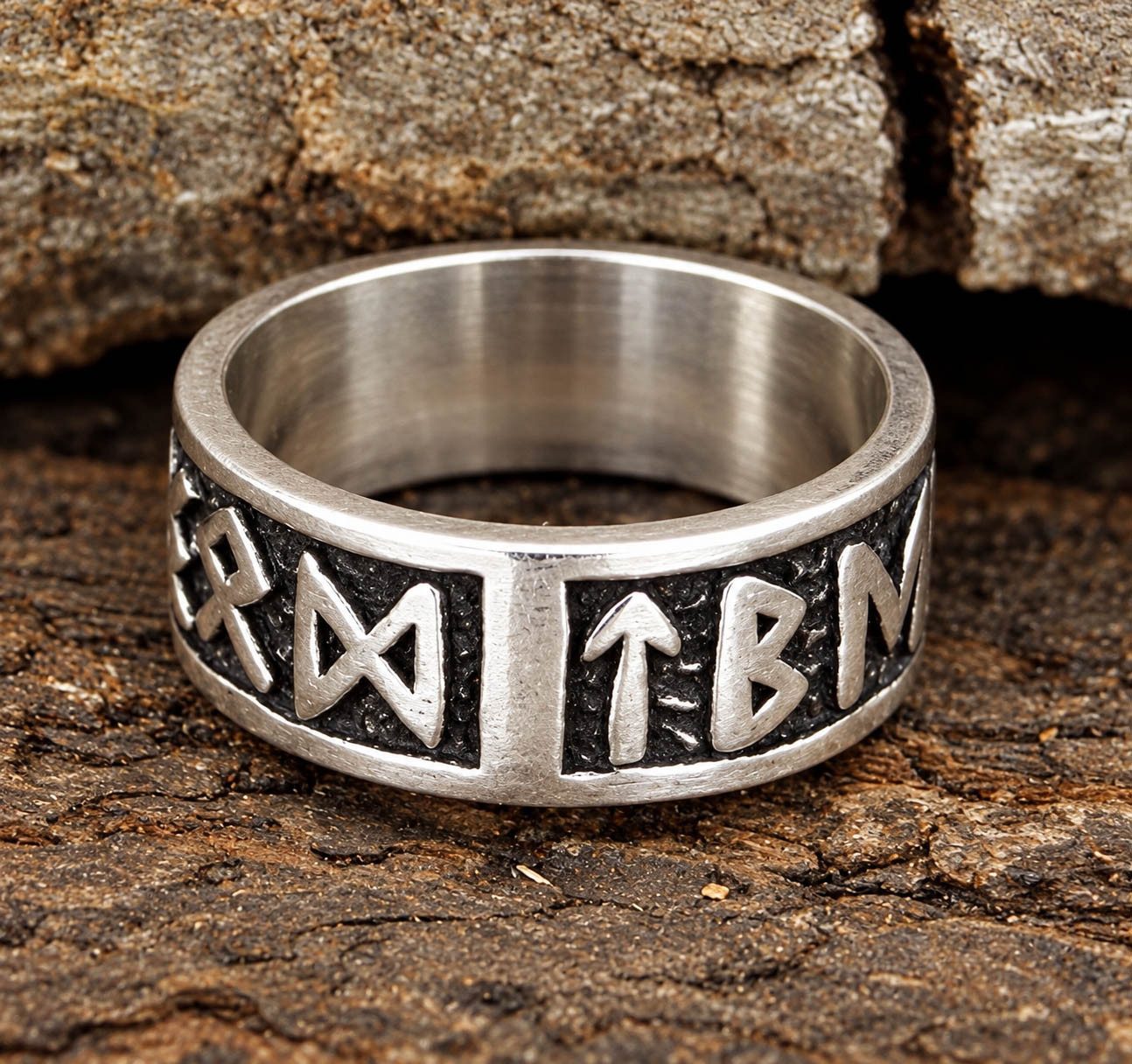 Kiss of Leather Silberring Ring Fingerring Runen Gr. 50-80 Runenring Alphabet Futhark – Bild 4 von 5