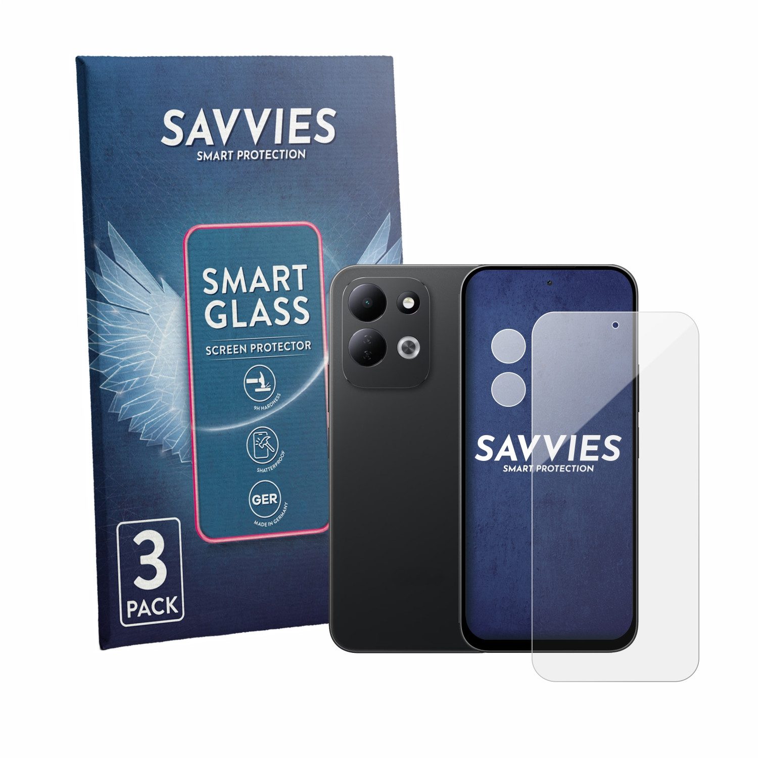 Savvies Displayschutzglas Schutzglas Panzer für Xiaomi Redmi 17 (Display+Kamera), 3 Stück, Schutzfolie Display Schutz Glas Folie klar