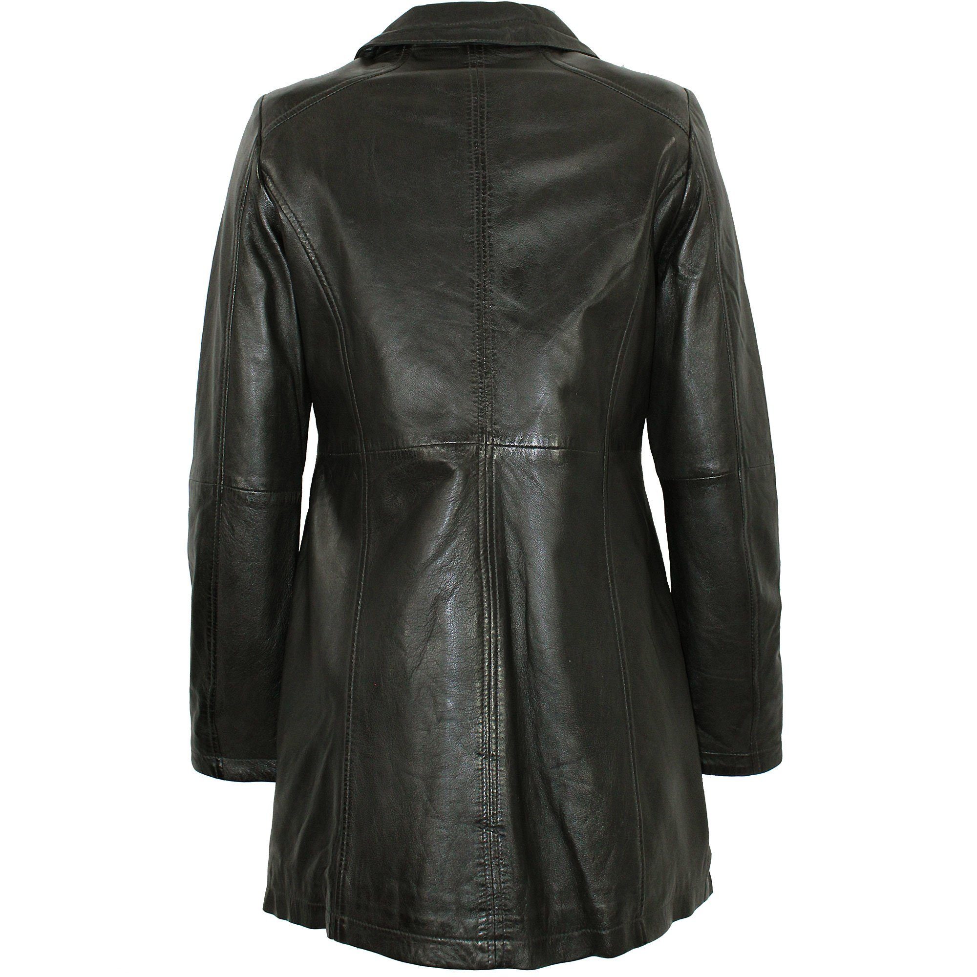 Jilani Lederjacke Jilani - Damen Ledermantel Longjacke Lammnappa anthrazit schwarz